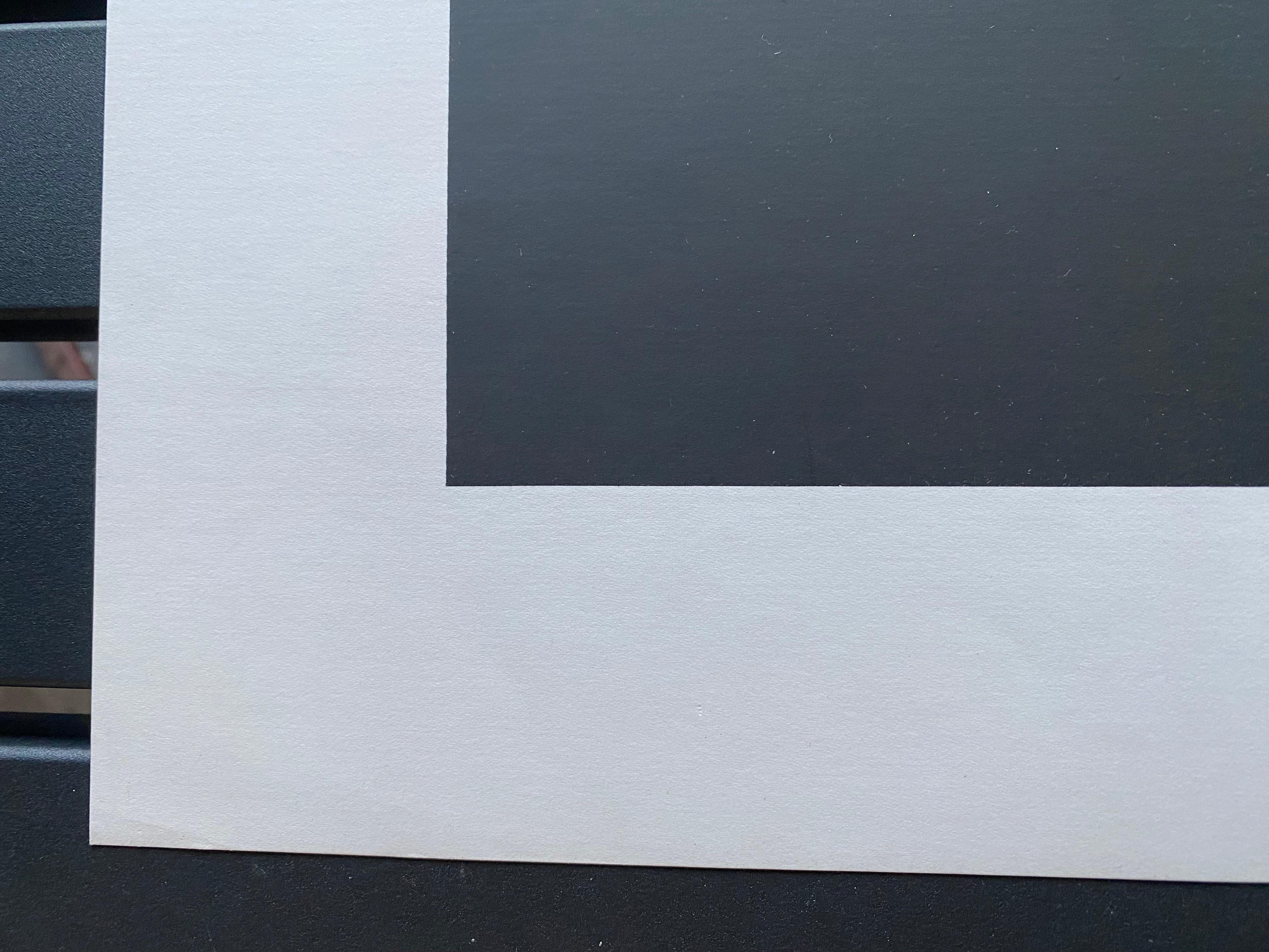Abstrakter Farbsiebdruck von Luc Peire, geometrische Formen in Blau und Schwarz im Angebot 1