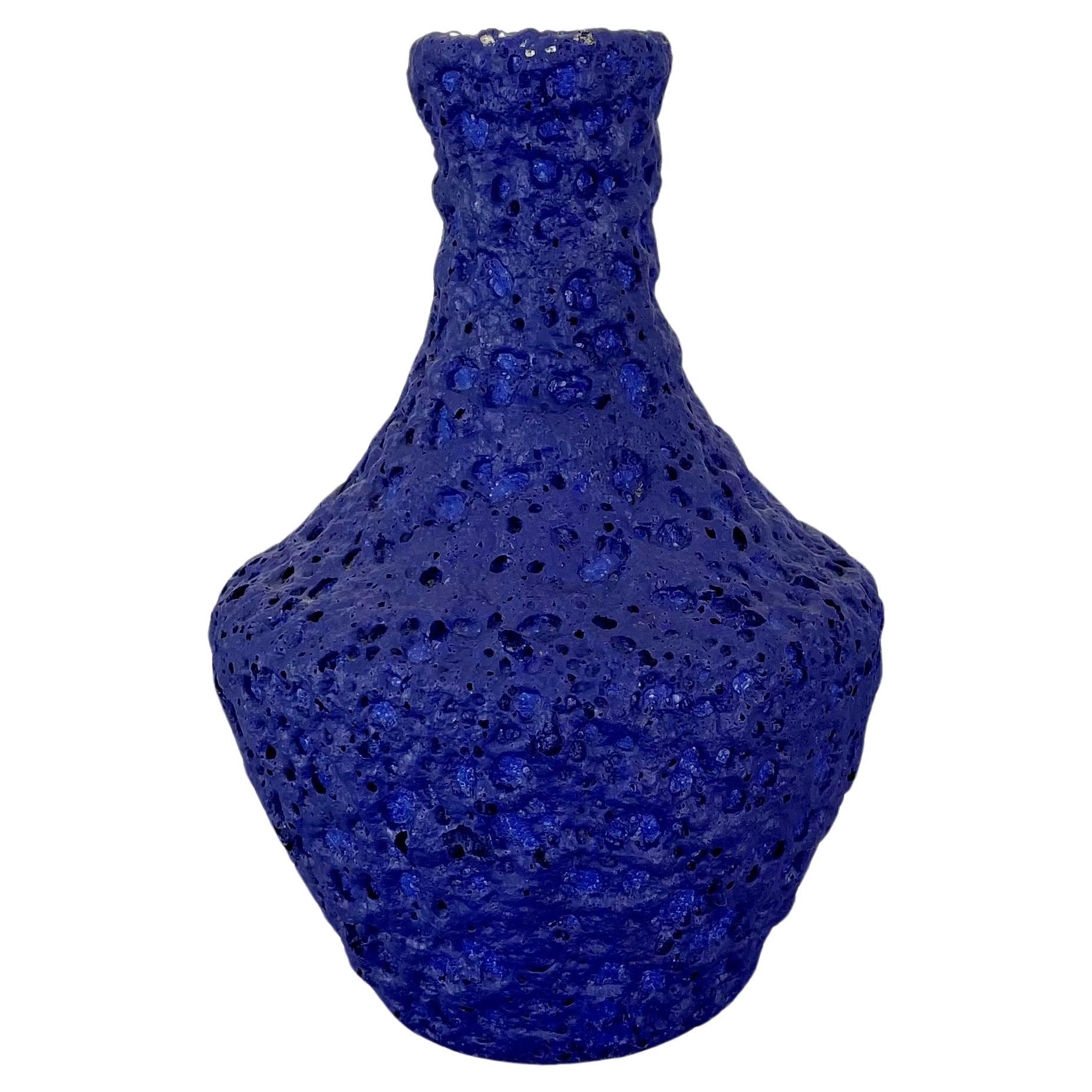 Blaue brutalistische Vase aus farbenfroher Keramik von Silberdistel, W. Germany, 1950er Jahre