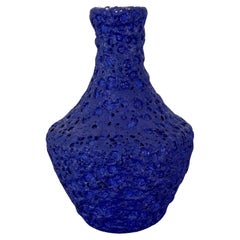 Blaue brutalistische Vase aus farbenfroher Keramik von Silberdistel, W. Germany, 1950er Jahre