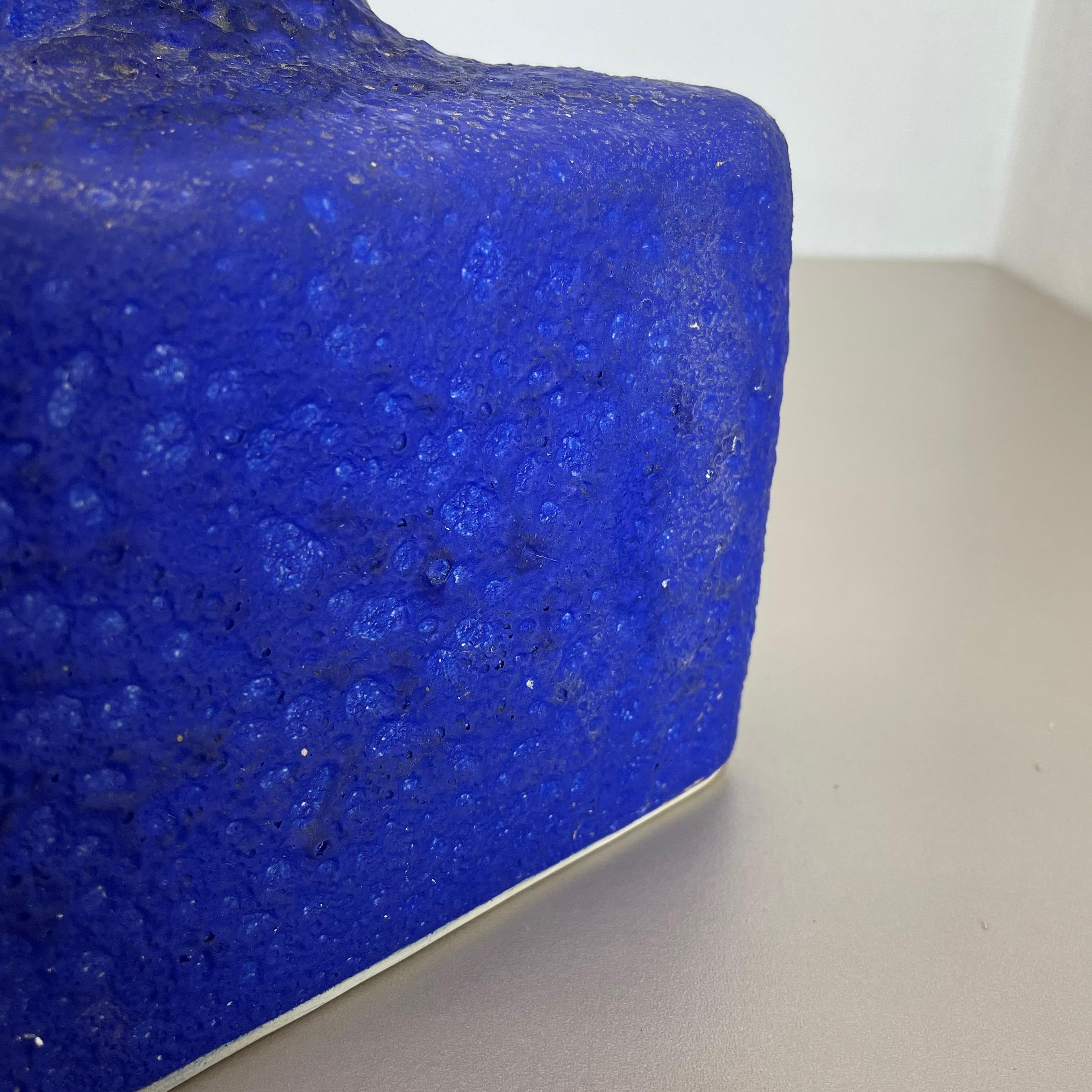Abstract Colorful Pottery Blue Cube Vase Made by Silberdistel, W. Germany, 1950s In Good Condition In Kirchlengern, DE