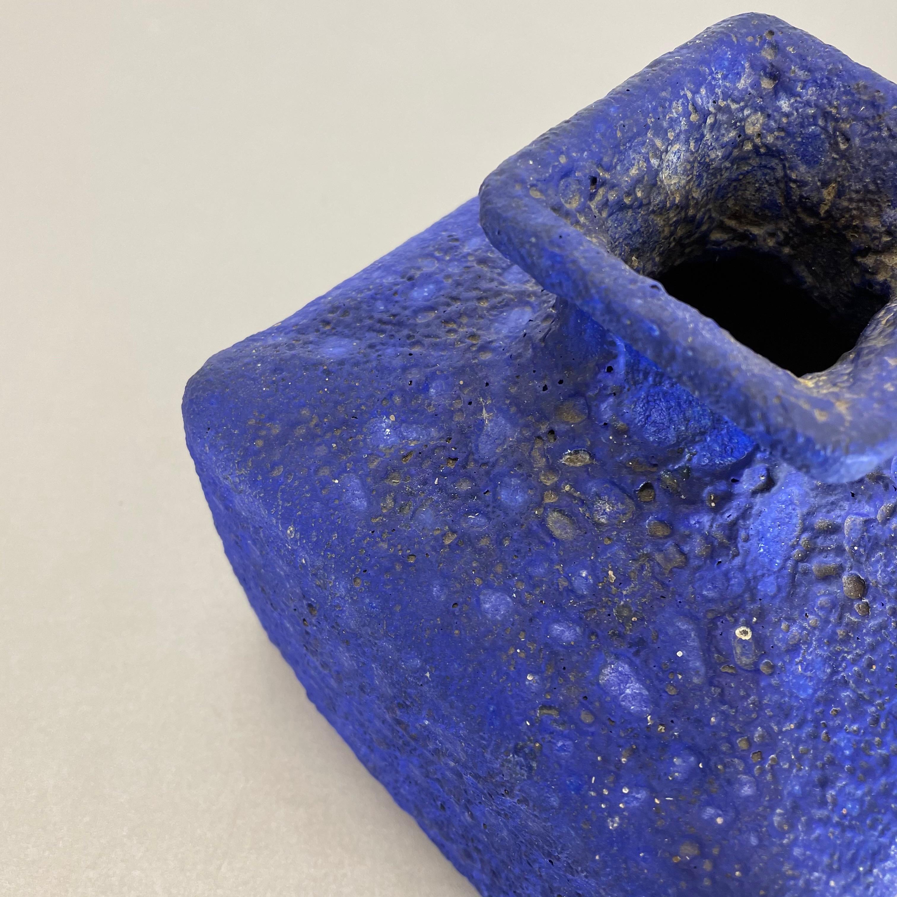 Ceramic Abstract Colorful Pottery Blue Cube Vase Made by Silberdistel, W. Germany, 1950s