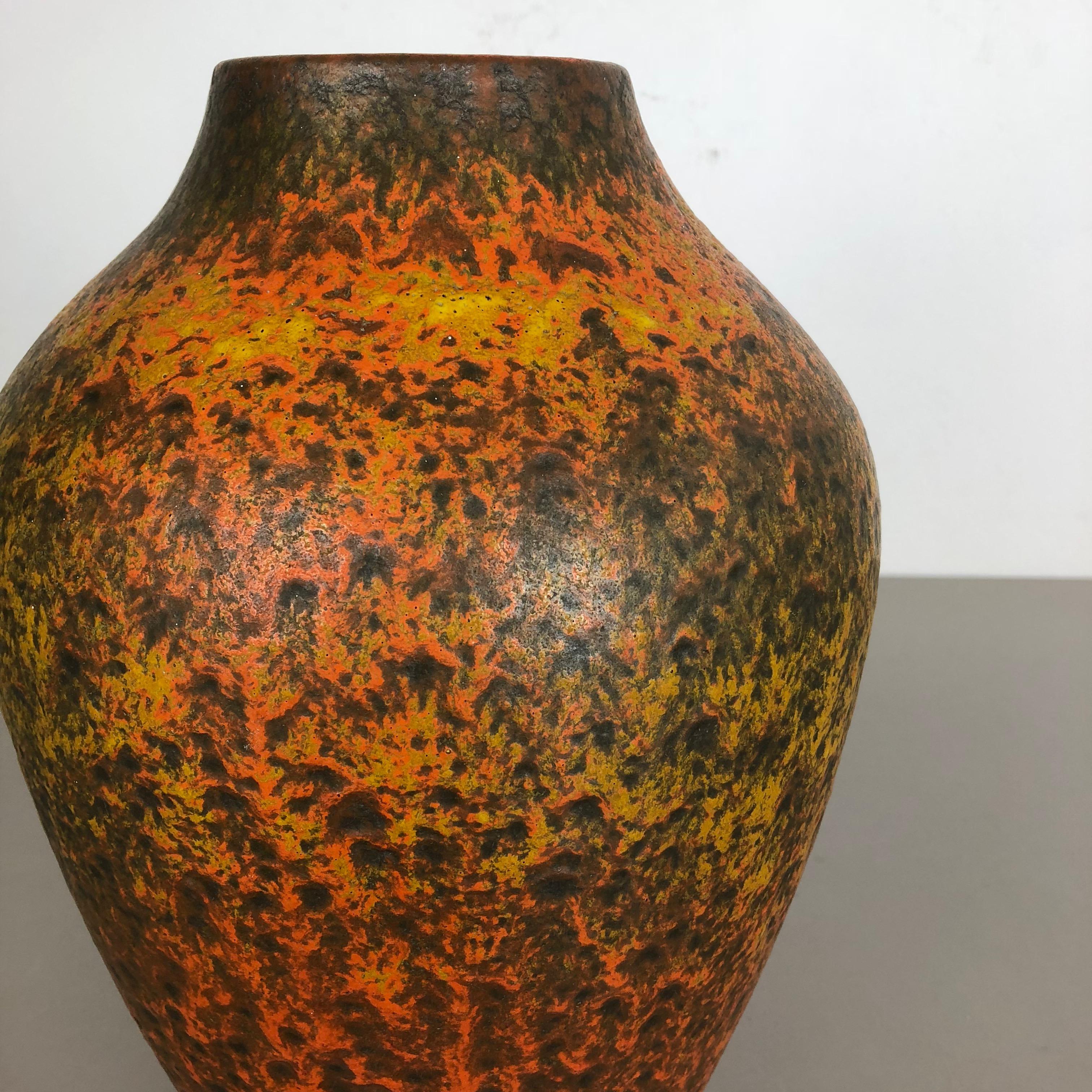 20th Century Abstract Colorful Pottery Floor Vase Made by Silberdistel, W. Germany, 1950s For Sale