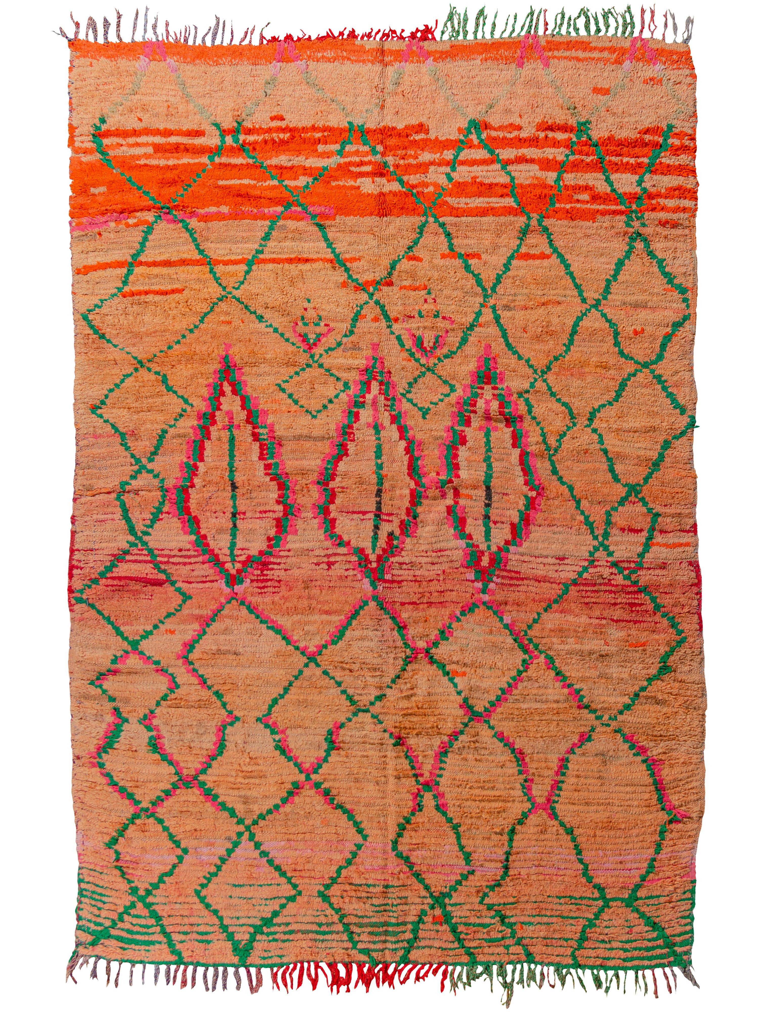 Abstrakte bunte Vintage marokkanische Boujad Teppich Curated By Breuckelen Berber (Handgewebt) im Angebot