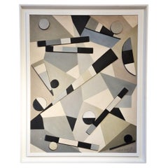 Abstract Composition by Armilde Dupont, Oil on Canvas and Wood, Belgium, 1970s