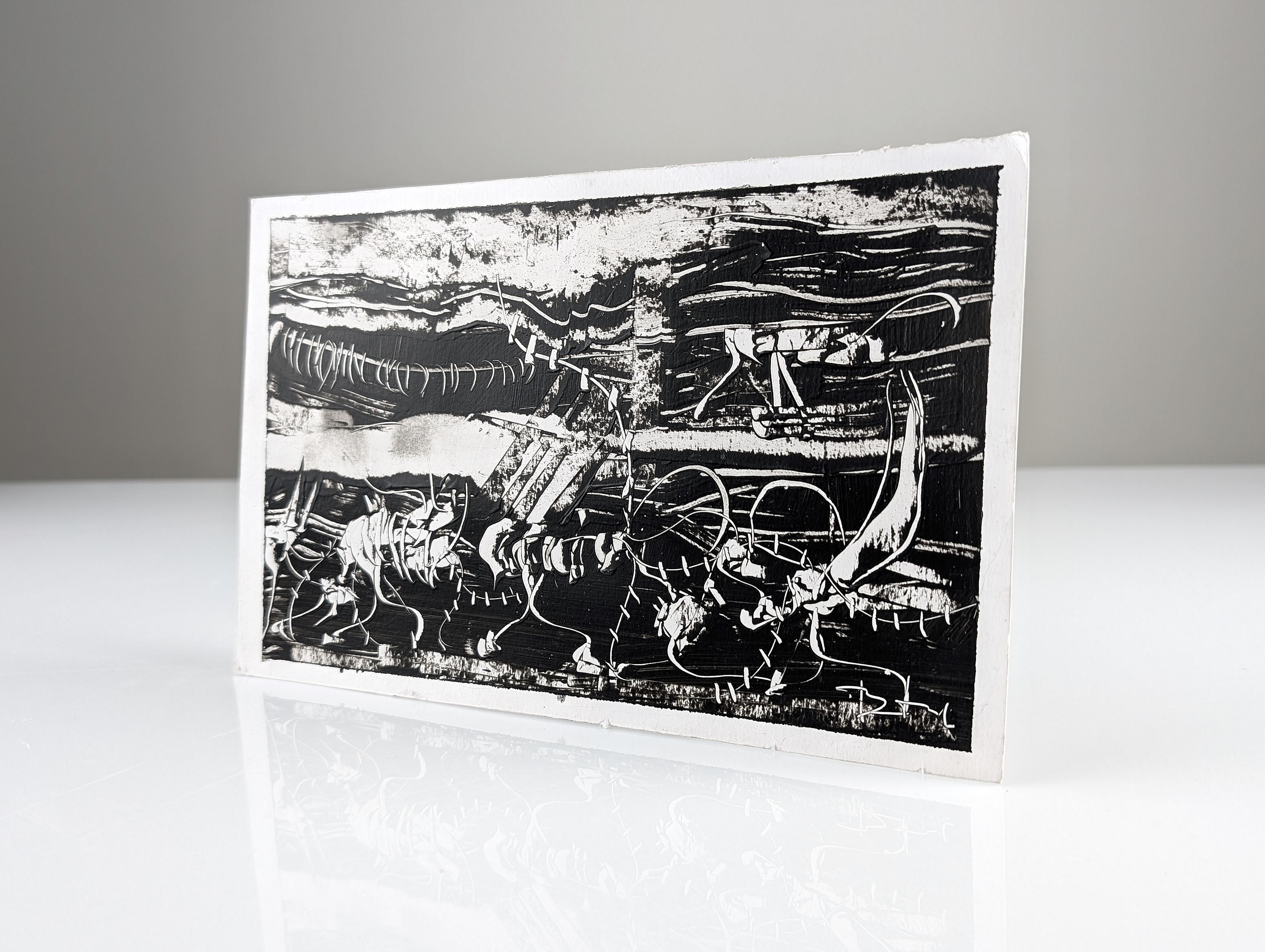 Abstrakte Komposition von José Benítez Montilla, Öl auf Papier, 2005 im Angebot 2