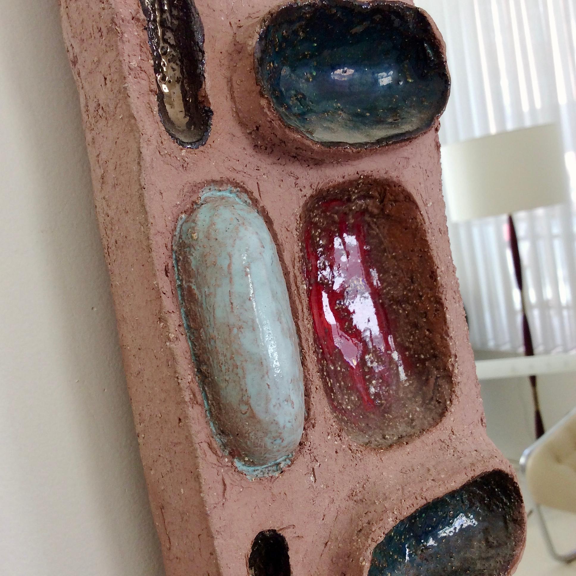 Ceramic Mirror With Colored Abstract Composition circa 1960, France For Sale 1