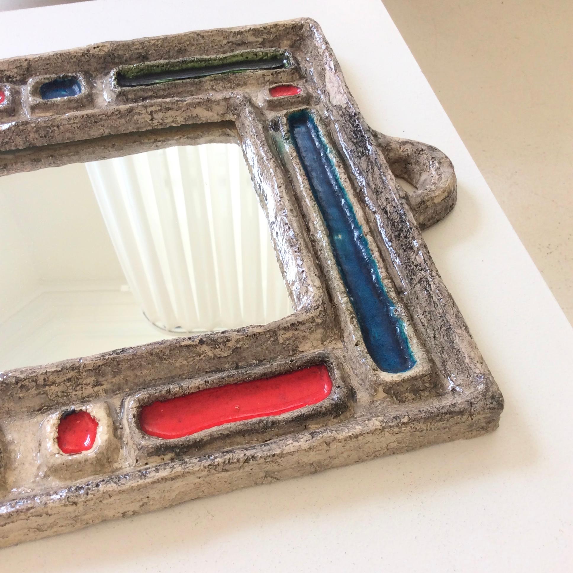 Abstract Composition Ceramic Mirror, France, circa 1960 In Good Condition In Brussels, BE