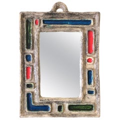 Abstract Composition Ceramic Mirror, France, circa 1960