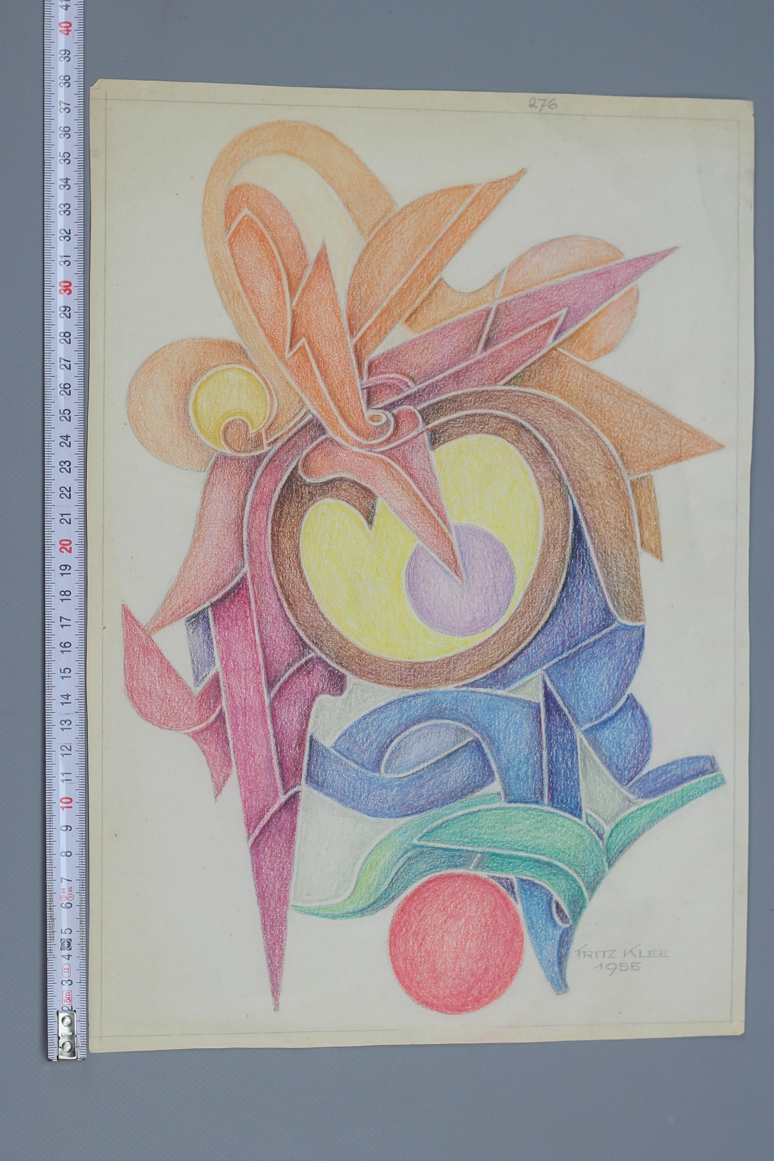 Abstrakte Kompositionszeichnung von Fritz Klee, 1955 im Angebot 7