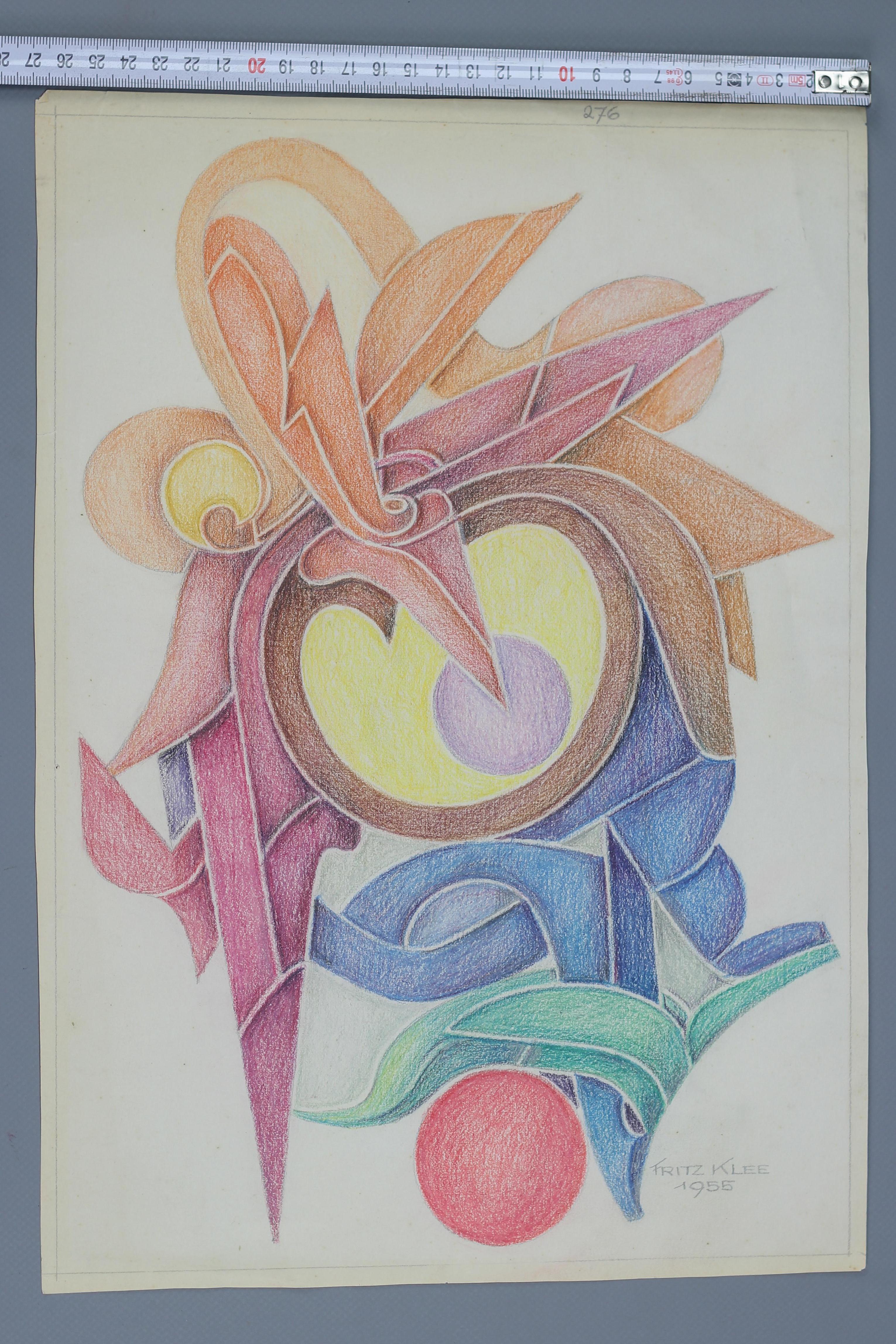 Abstrakte Kompositionszeichnung von Fritz Klee, 1955 im Angebot 8