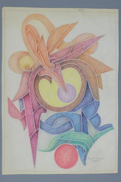 Abstrakte Kompositionszeichnung von Fritz Klee, 1955