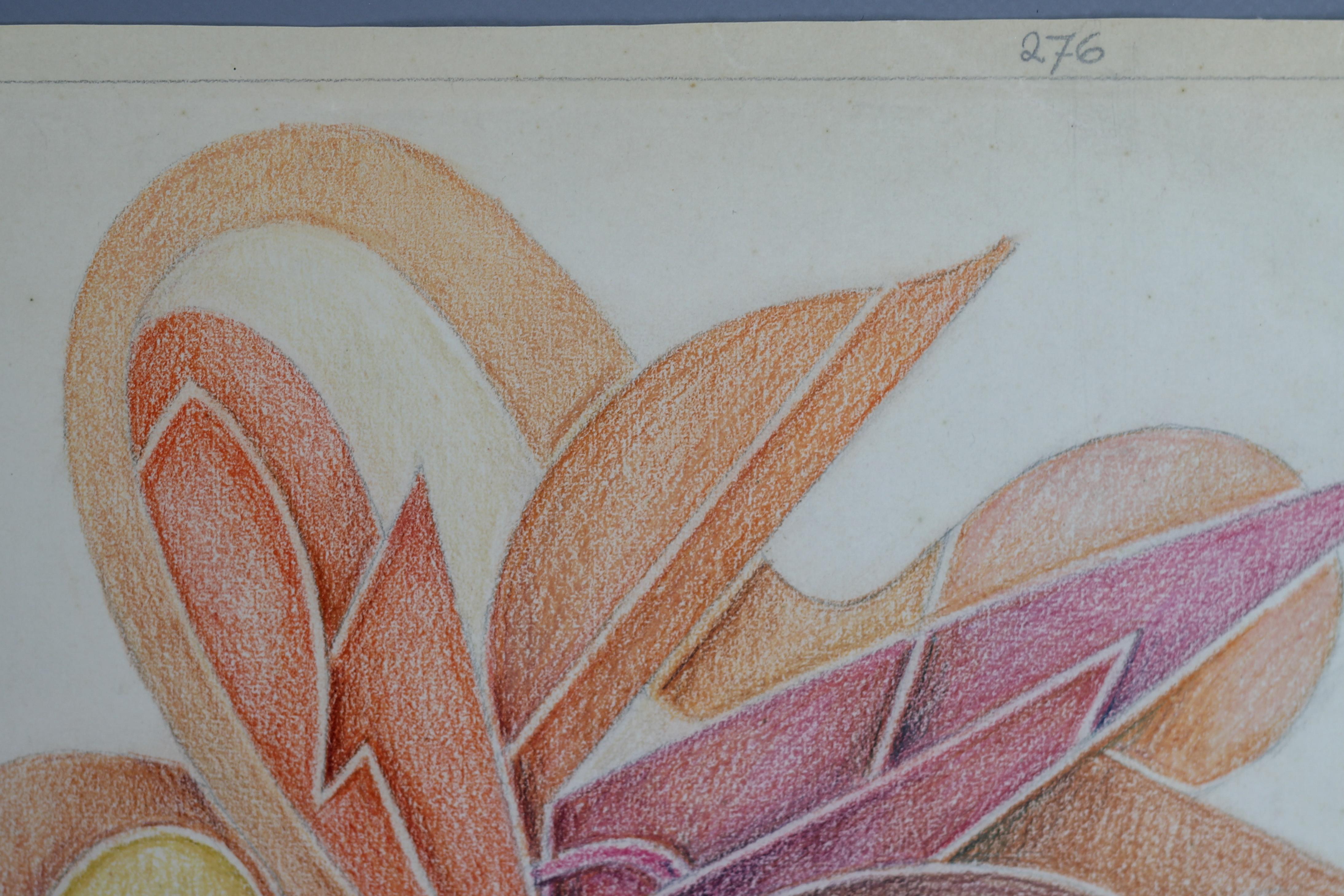 Abstrakte Kompositionszeichnung von Fritz Klee, 1955 (Handbemalt) im Angebot