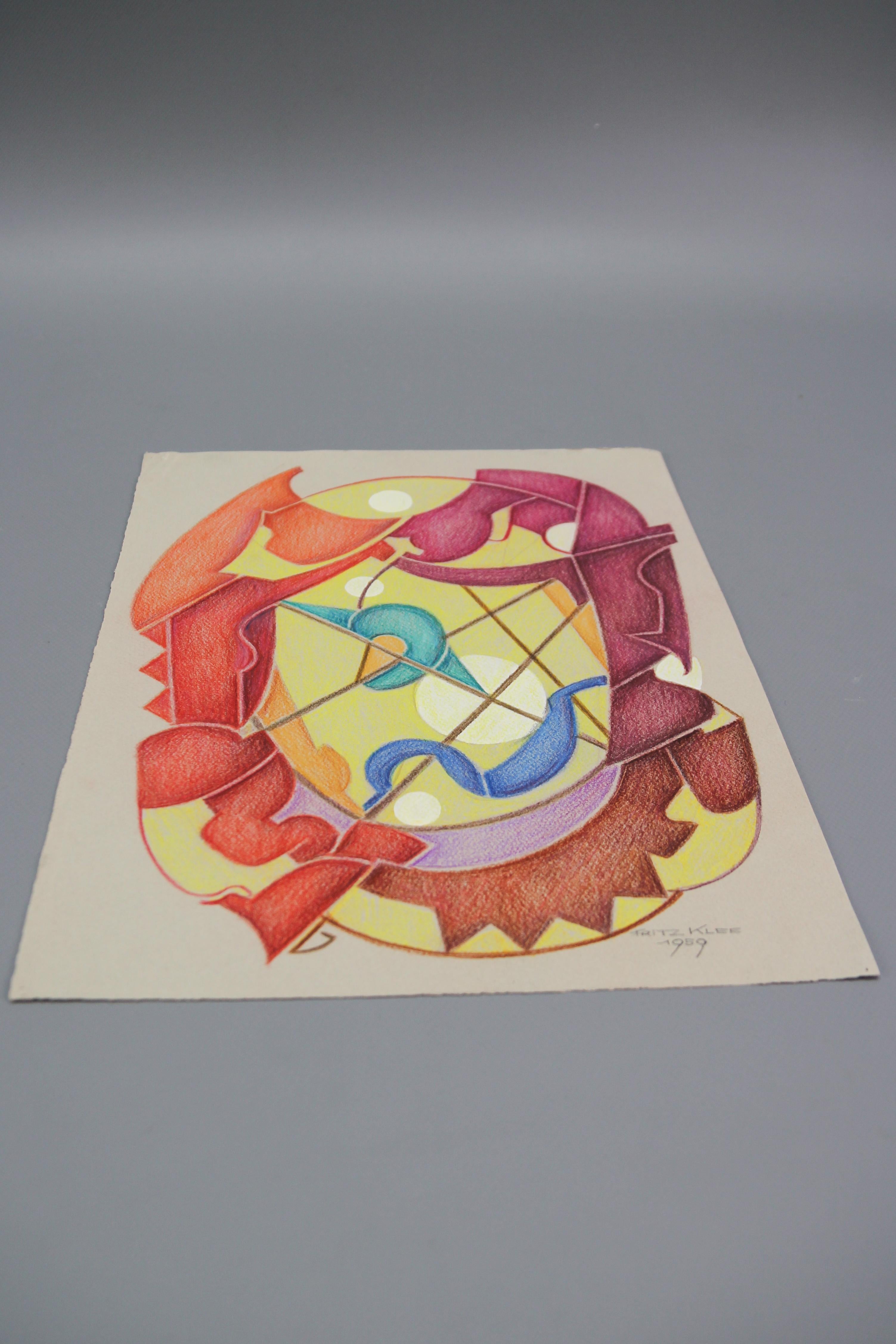 Abstrakte Kompositionszeichnung von Fritz Klee, 1959 im Angebot 7
