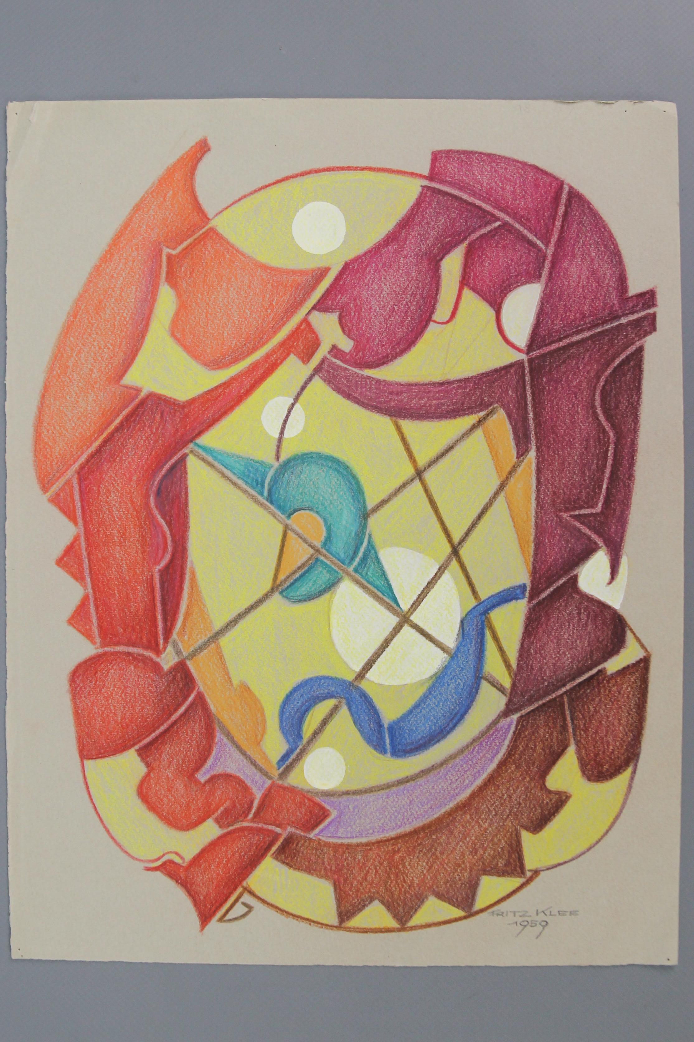 Abstract Composition Drawing by Fritz Klee, 1959 For Sale 12