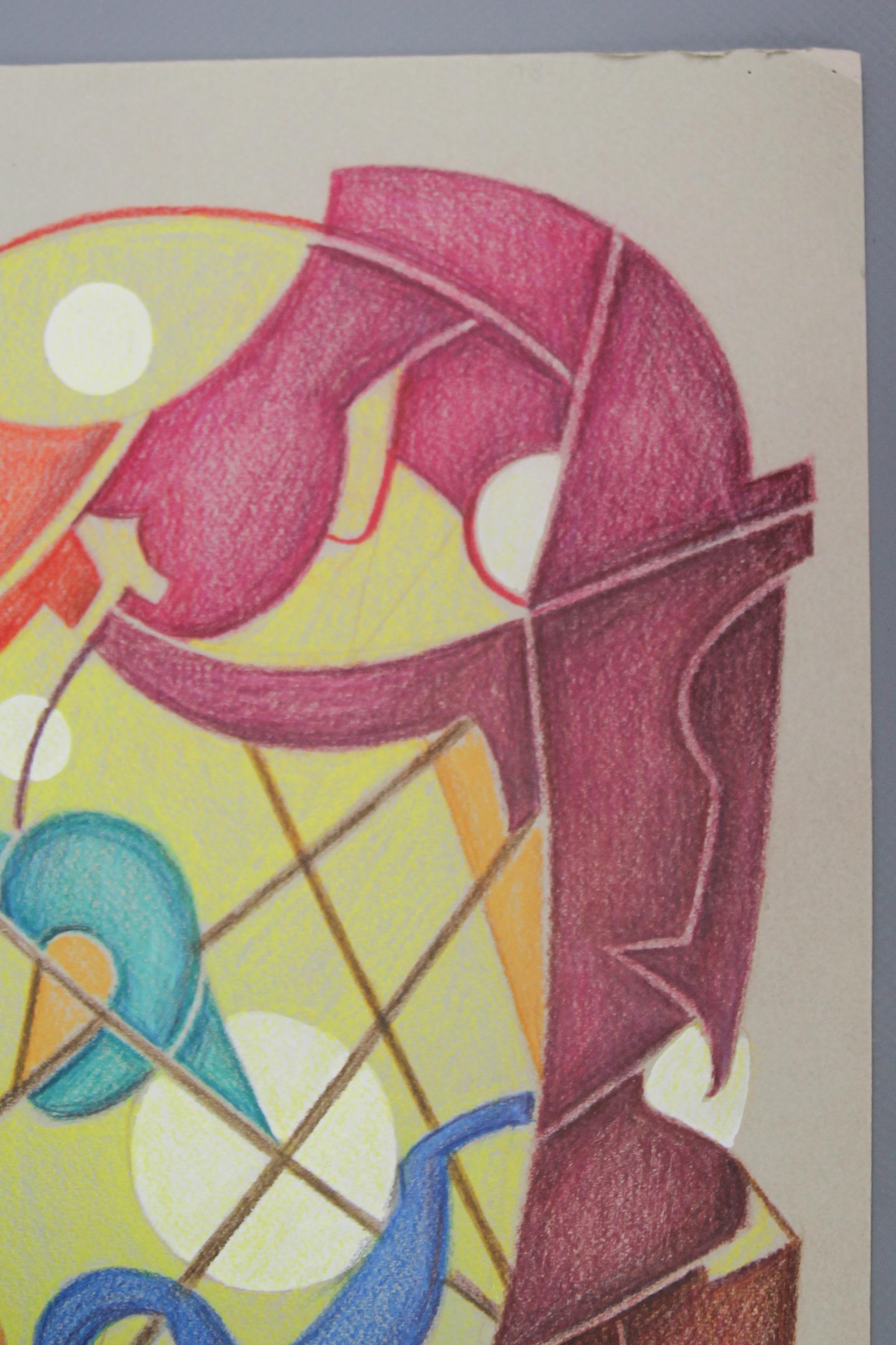 Abstrakte Kompositionszeichnung von Fritz Klee, 1959 (Moderne der Mitte des Jahrhunderts) im Angebot