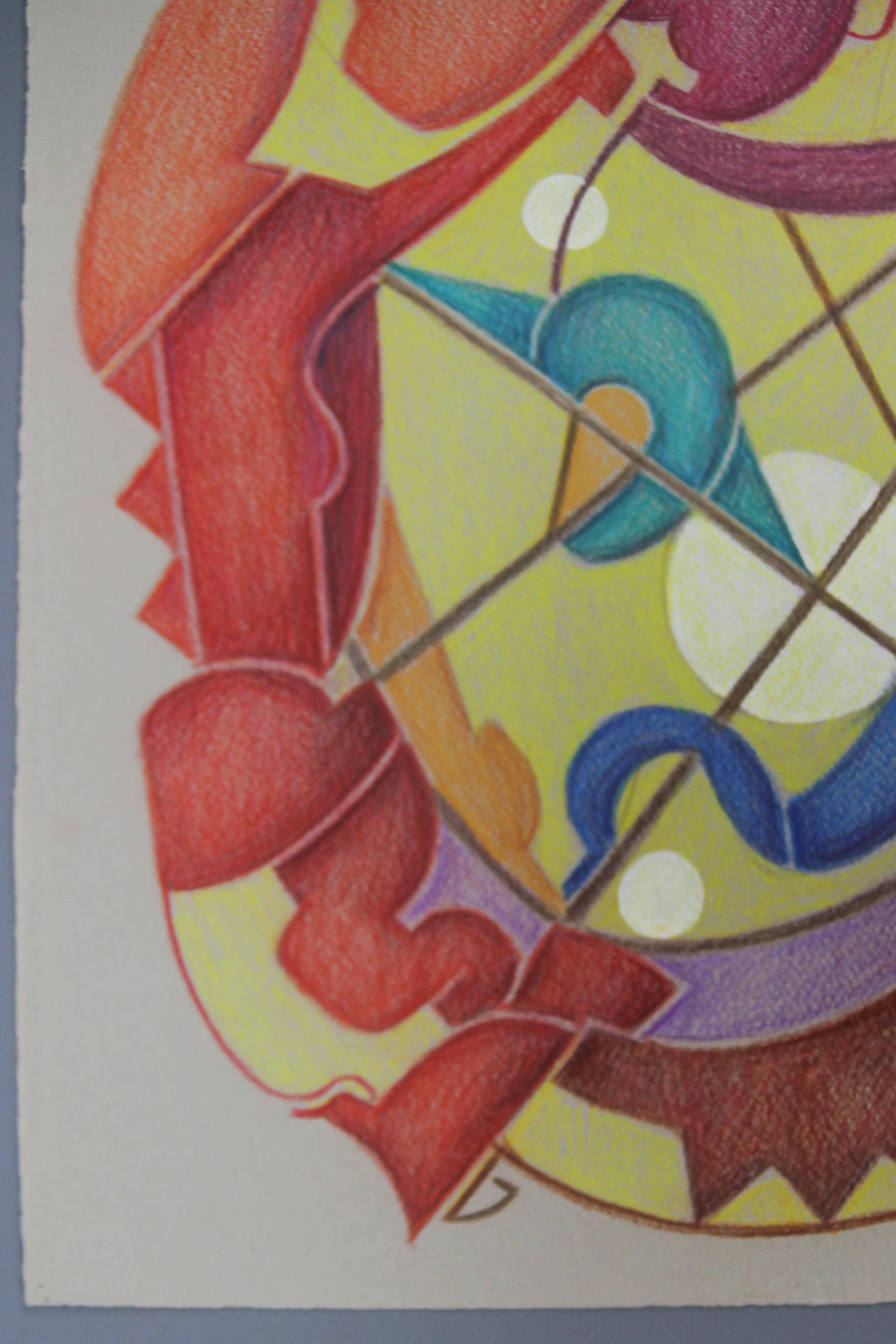 Abstrakte Kompositionszeichnung von Fritz Klee, 1959 (Handbemalt) im Angebot