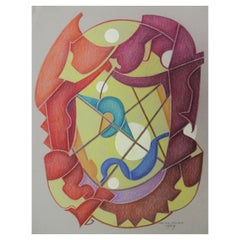 Abstract Composition Drawing by Fritz Klee, 1959