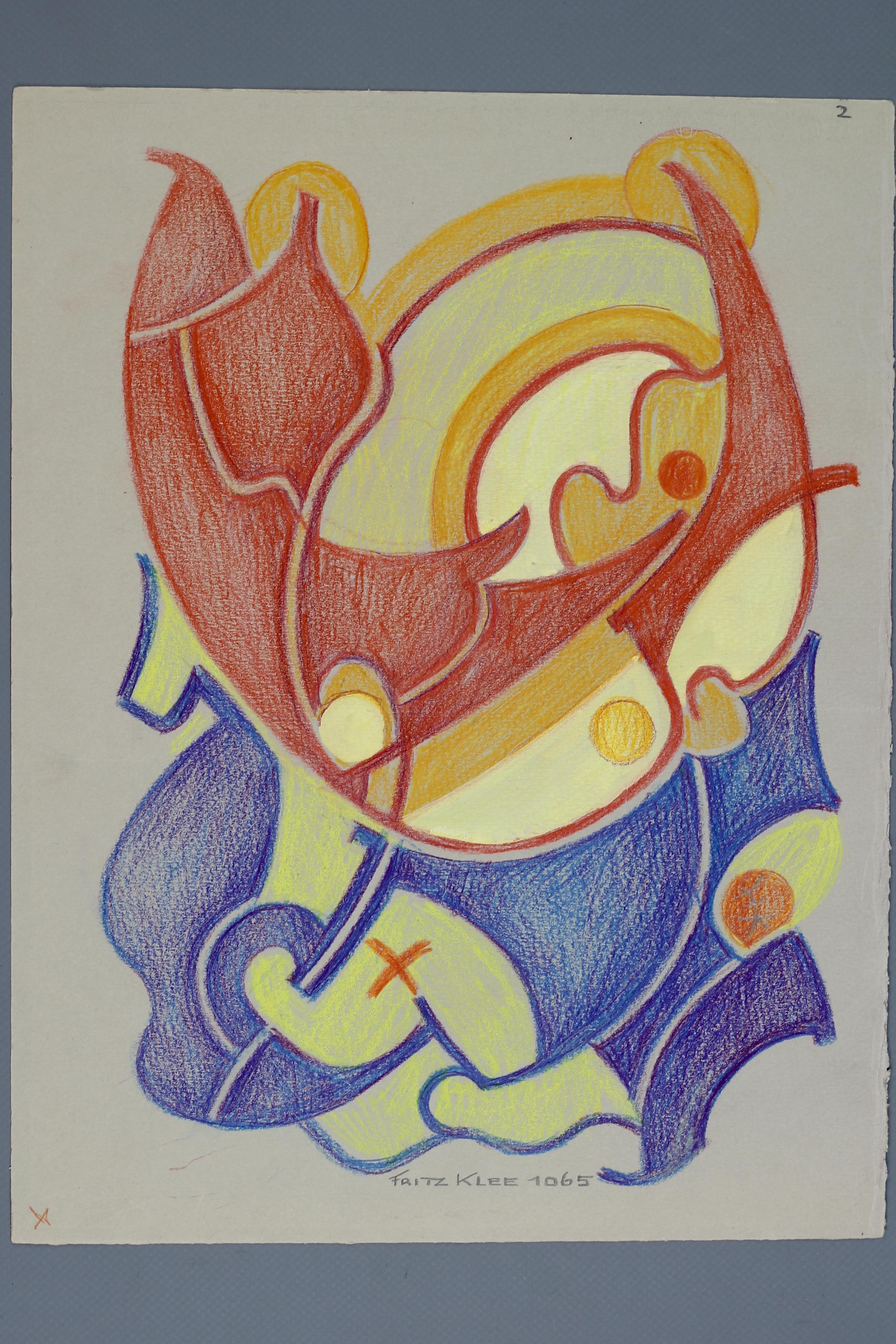 Abstrakte Kompositionszeichnung von Fritz Klee, 1965 im Angebot 2