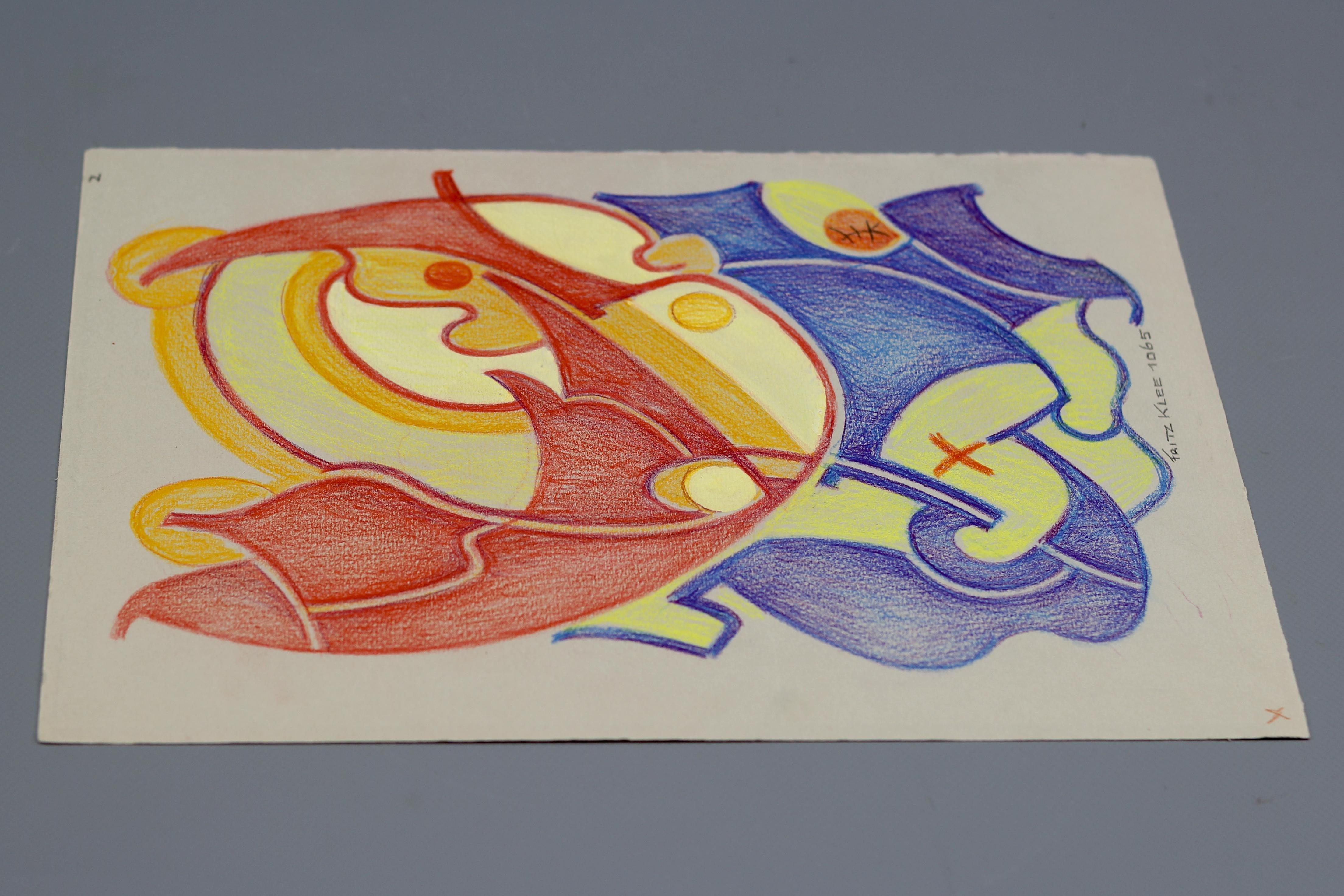Abstrakte Kompositionszeichnung von Fritz Klee, 1965 im Angebot 3