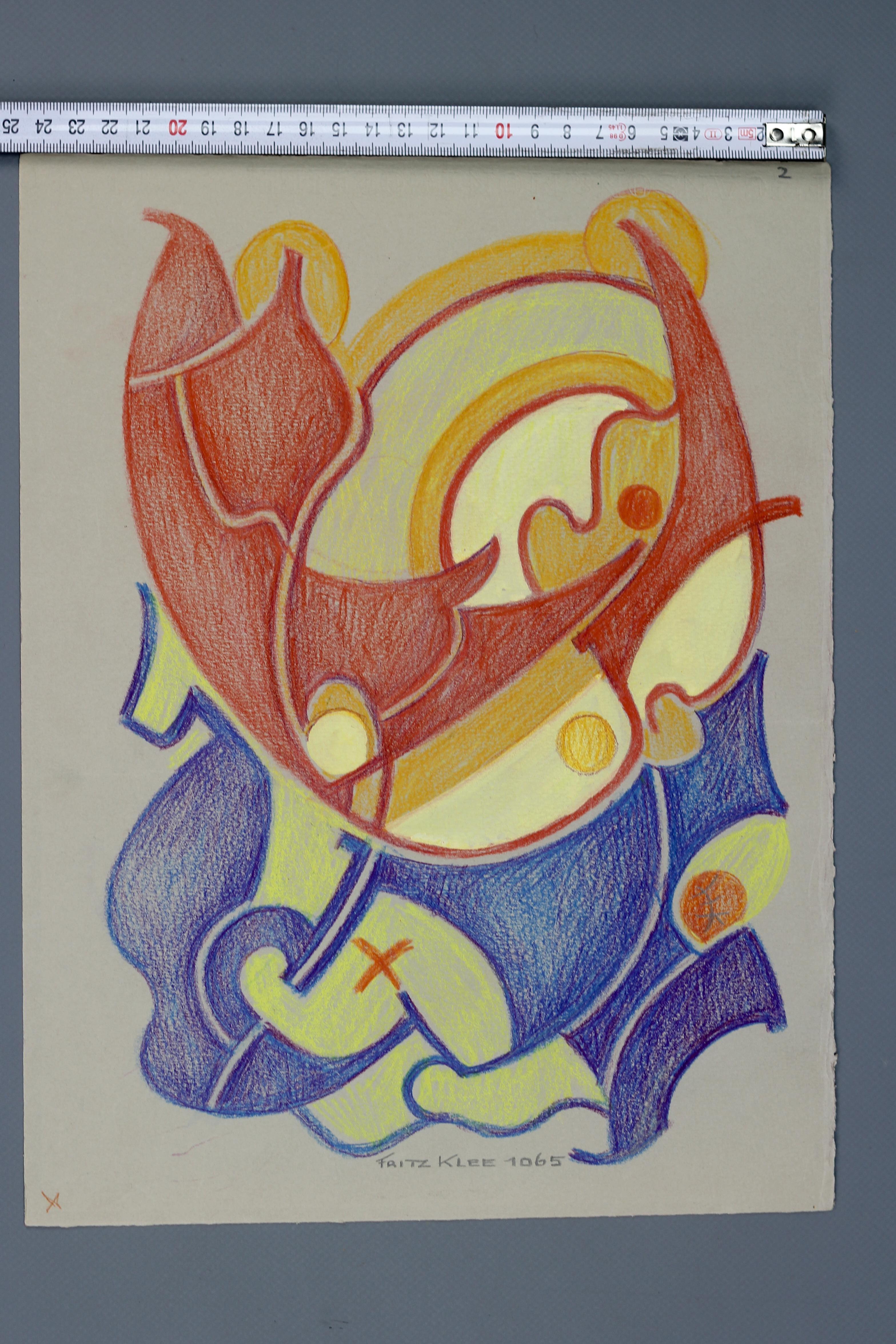 Abstrakte Kompositionszeichnung von Fritz Klee, 1965 im Angebot 8
