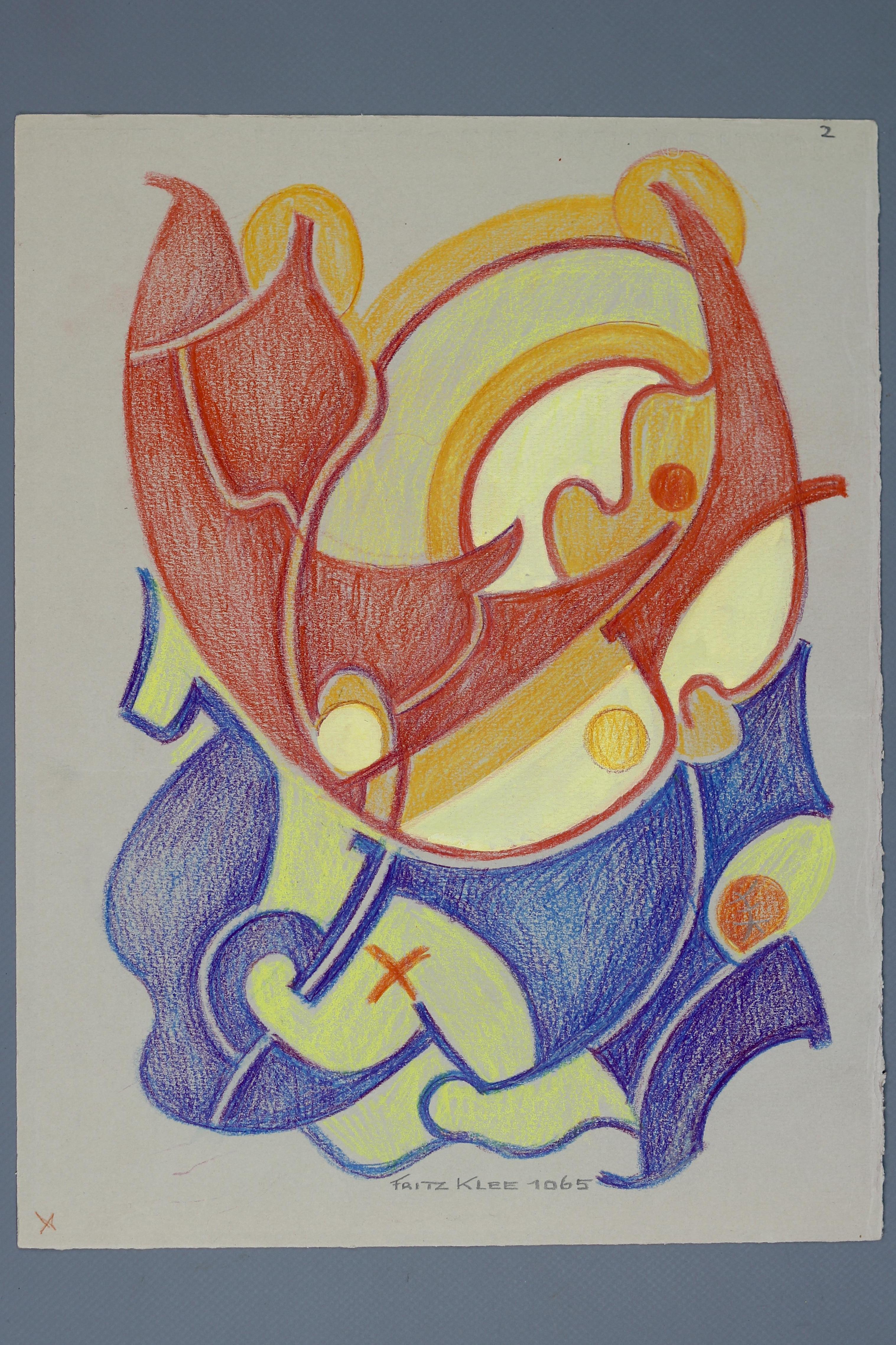 Abstrakte Kompositionszeichnung von Fritz Klee, 1965 im Angebot 9