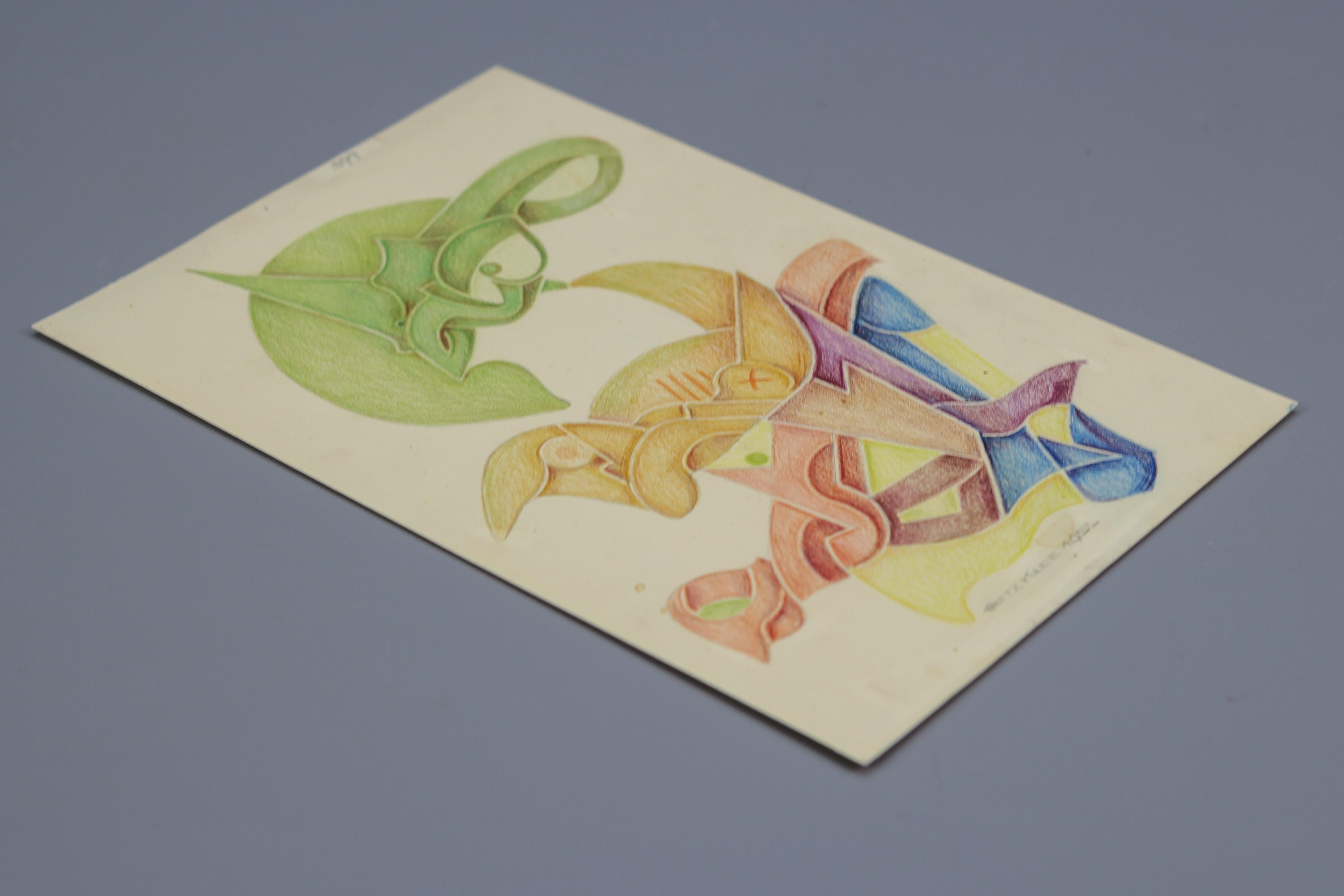 Abstrakte Kompositionszeichnung von Fritz Klee, Deutschland, 1955 im Angebot 5