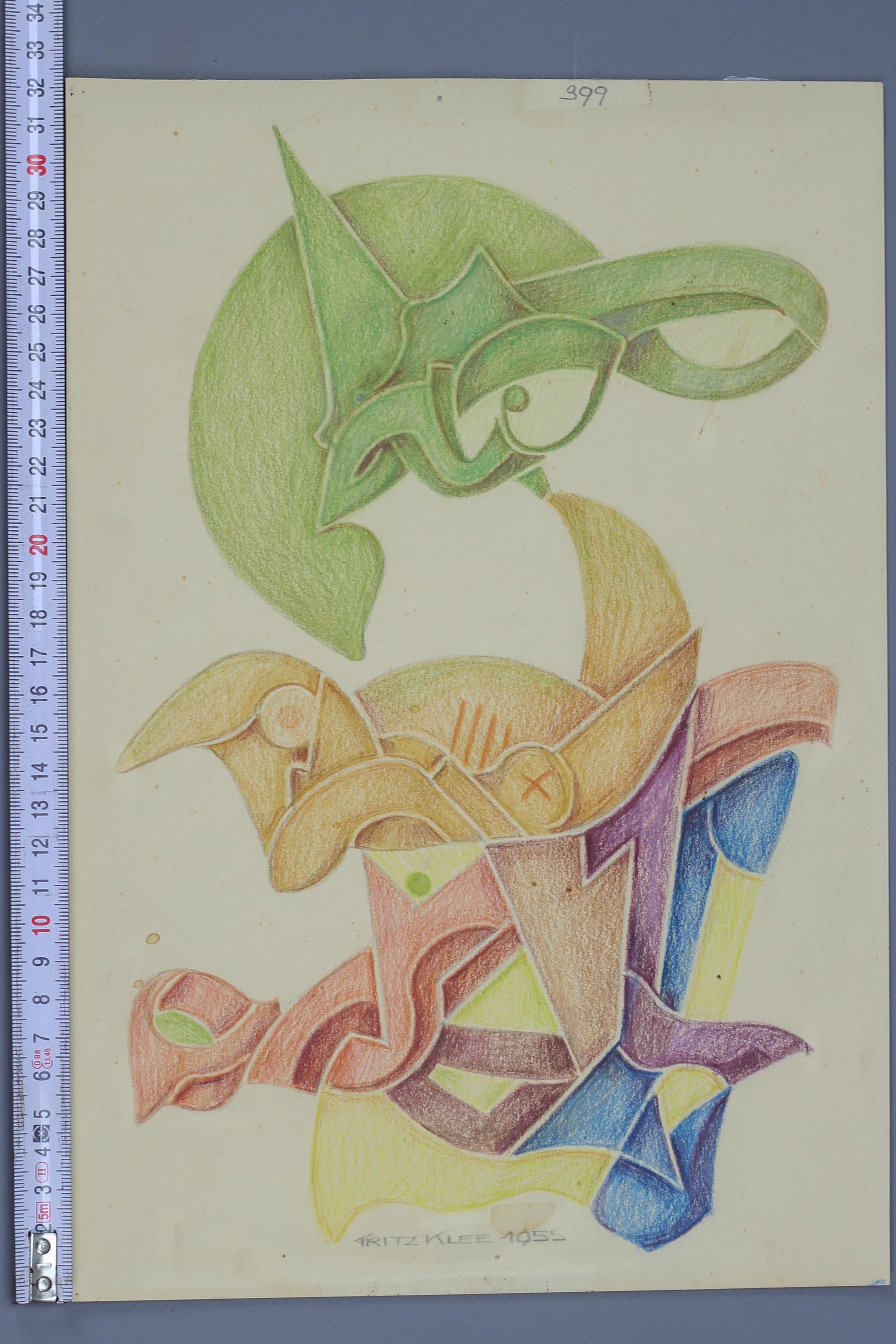 Abstrakte Kompositionszeichnung von Fritz Klee, Deutschland, 1955 im Angebot 7