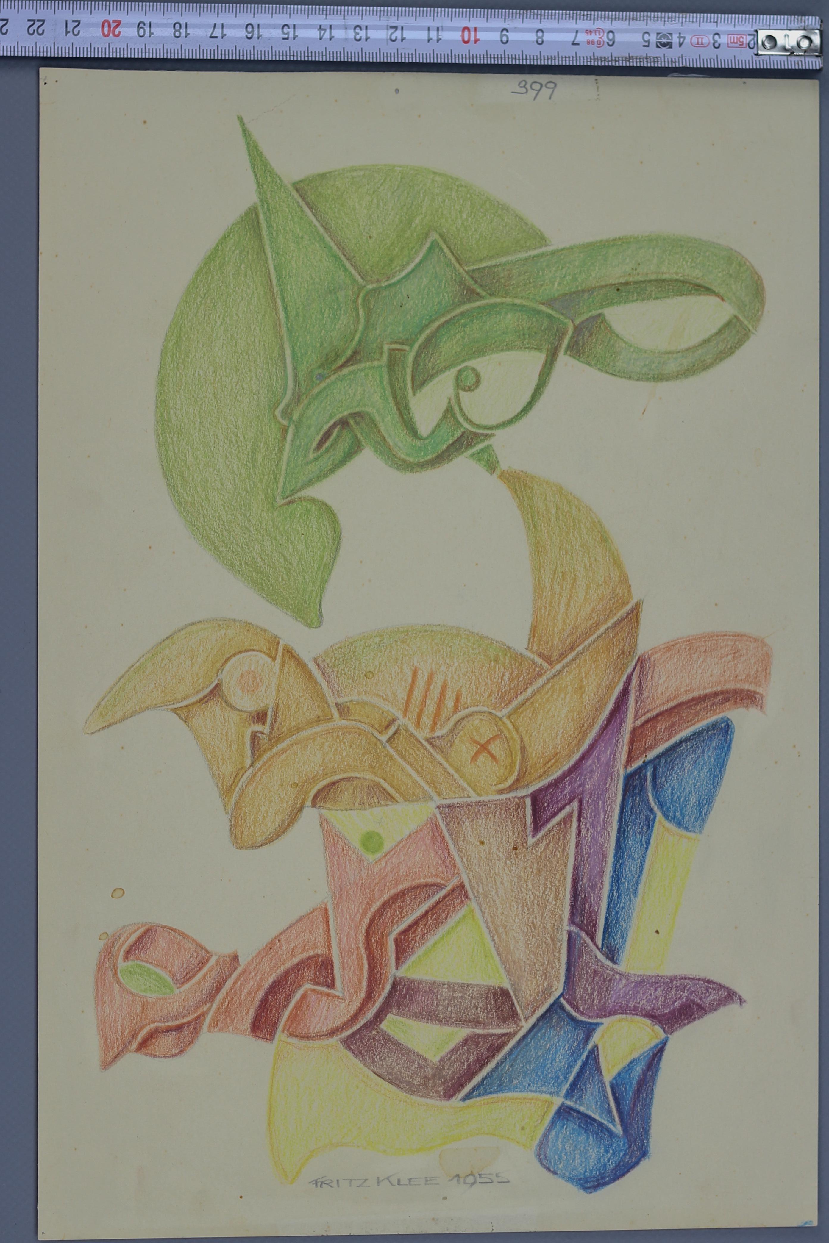 Abstrakte Kompositionszeichnung von Fritz Klee, Deutschland, 1955 im Angebot 8