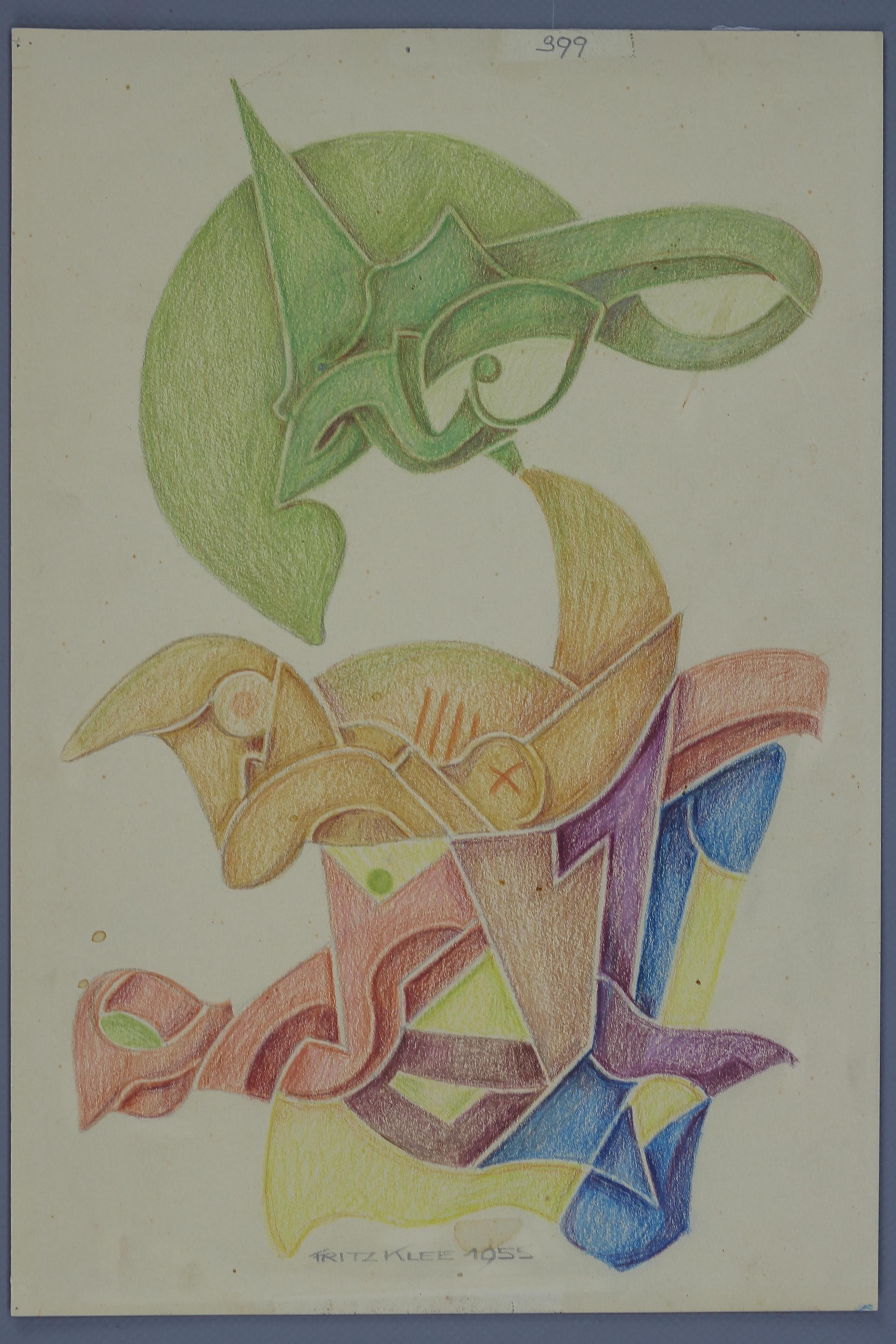 Abstrakte Kompositionszeichnung von Fritz Klee, Deutschland, 1955 im Angebot 9