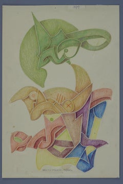 Abstrakte Kompositionszeichnung von Fritz Klee, Deutschland, 1955