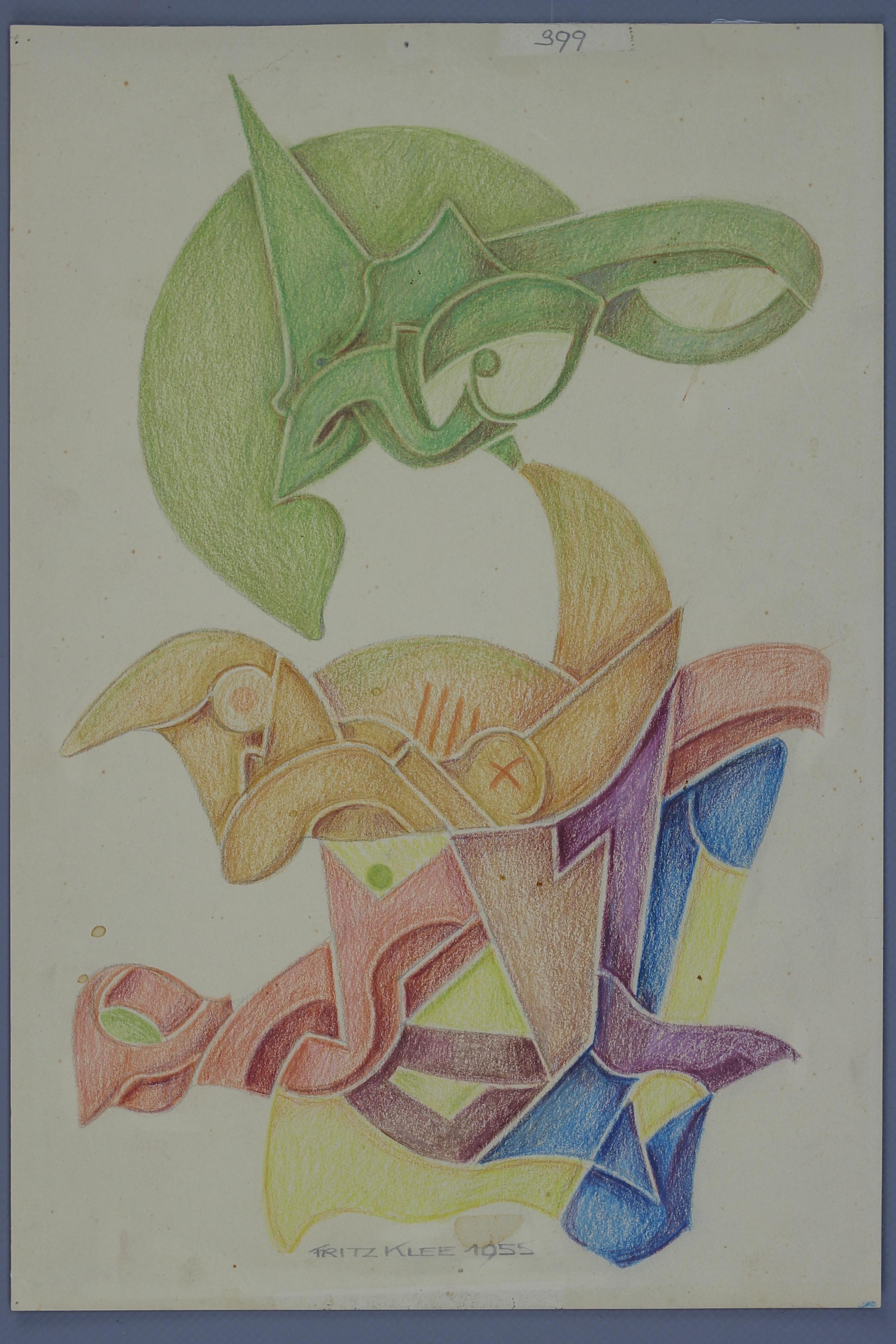 Abstrakte Kompositionszeichnung von Fritz Klee, Deutschland, 1955 (Moderne der Mitte des Jahrhunderts) im Angebot