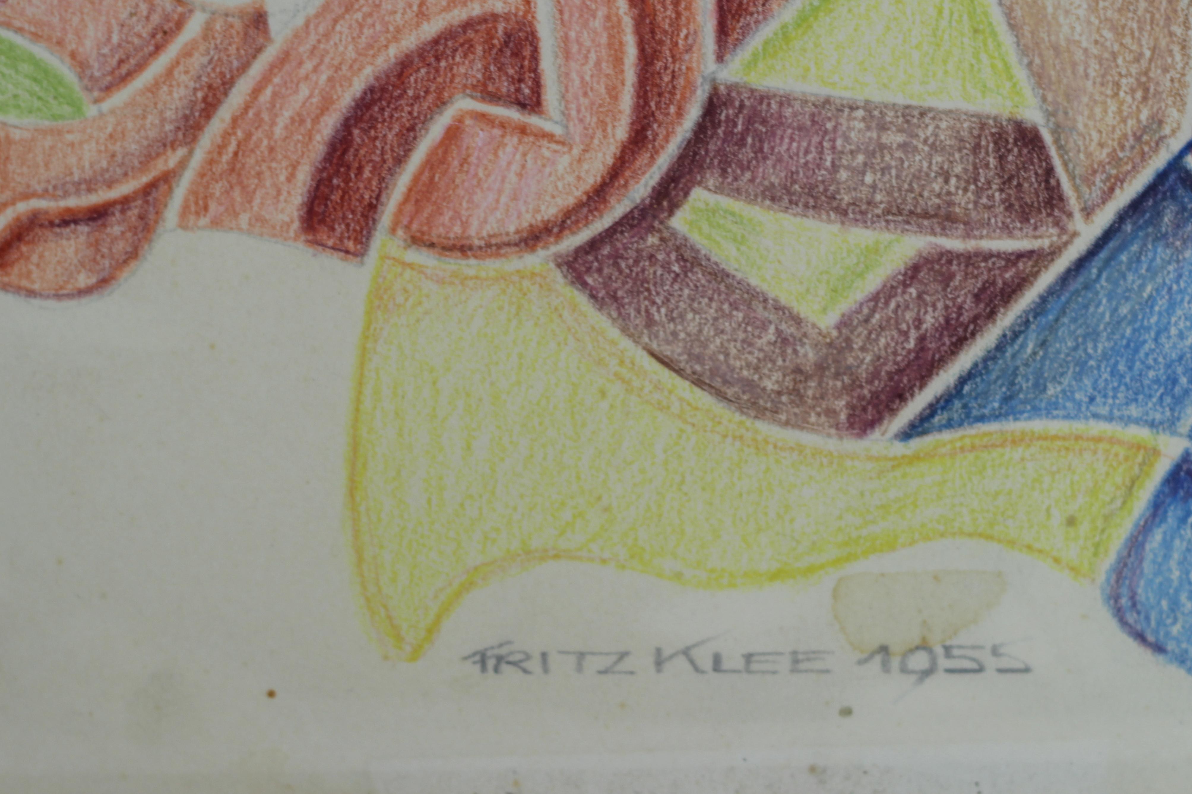 Abstrakte Kompositionszeichnung von Fritz Klee, Deutschland, 1955 im Angebot 2