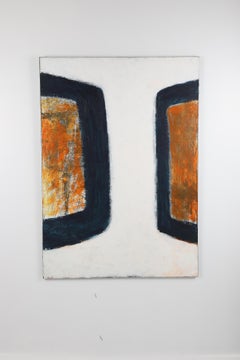 Abstract Composition in White, Black, and Orange by Jacek Mirczak