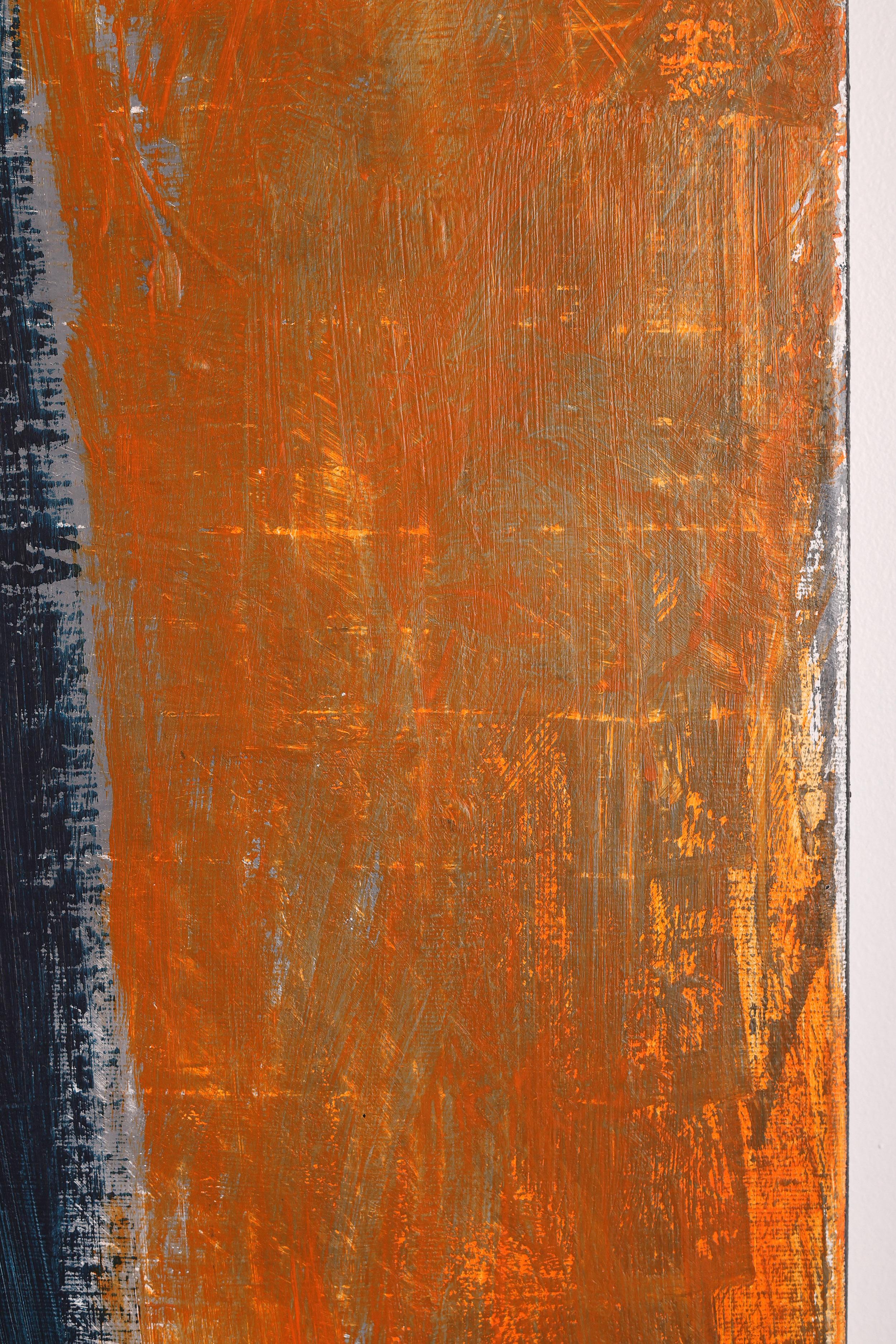 Abstrakte Komposition in Weiß, Schwarz und Orange von Jacek Mirczak (Gemalt) im Angebot