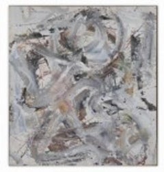 Abstract Composition of Broad Brushstrokes & Paint Splatter of Acrylic on Canvas