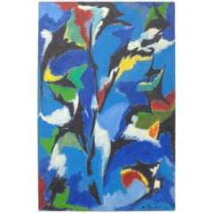 Abstract Composition Oil Painting on Canvas by Marcel Burtin