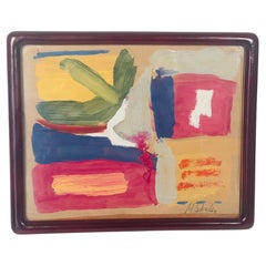 Abstract Composition on Brown Paper Framed and Signed