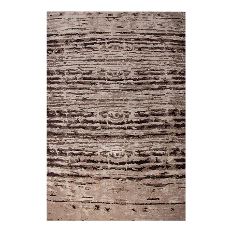 Abstract Contemporary Area Rug in Brown, Handmade Hemp Wool Silk, Cosmo For Sale