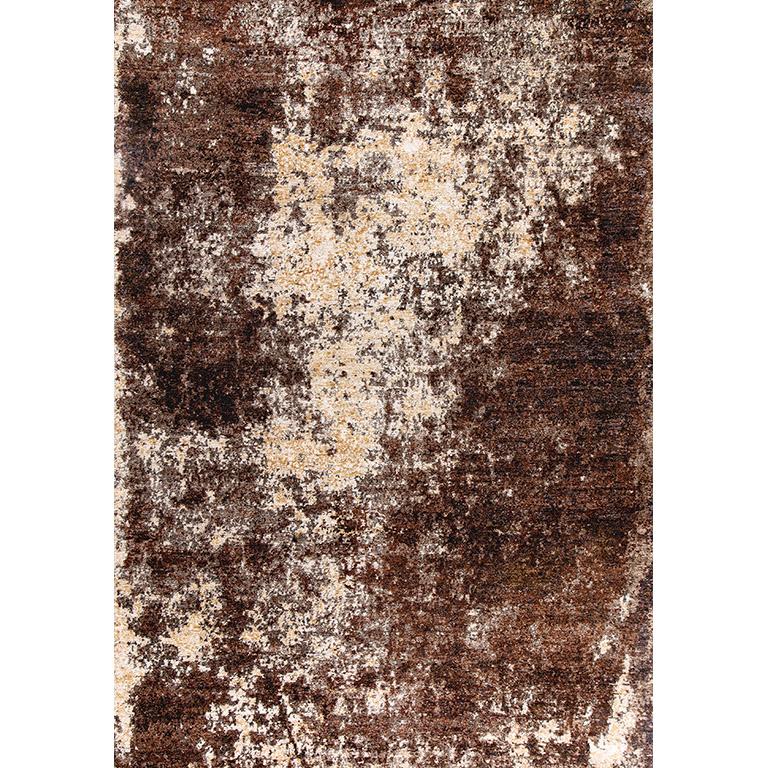 Modern Abstract Contemporary Area Rug in Brown, Handmade of Bamboo Silk, 