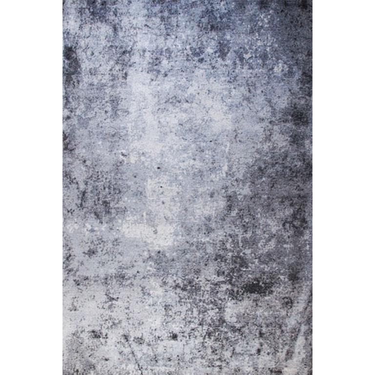 Nepalese Abstract Contemporary Area Rug in Grey Blue, Handmade of Bamboo Silk, 