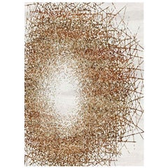 Abstract Contemporary Area Rug in Taupe Gold, Handmade Silk & Wool, "Brilliance"