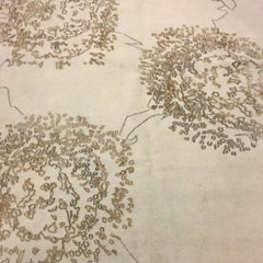 Abstract Contemporary Area Rug in Taupe, Handmade of Silk and Wool, "Zaza"