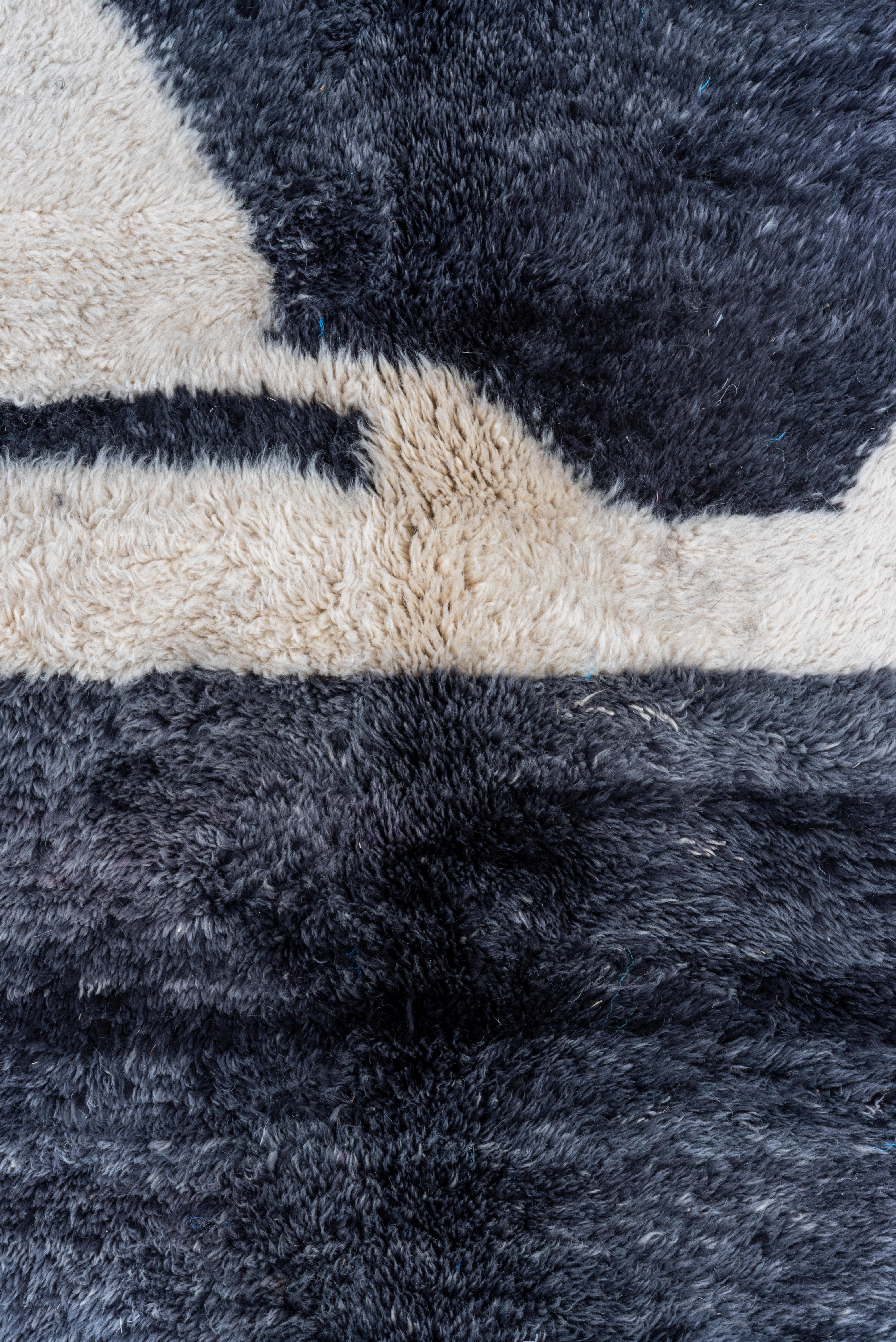 Hand-Knotted Abstract and Contemporary Black and White Modern Moroccan Rug