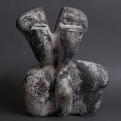 Abstract, Contemporary ceramic sculpture by Bo Arenander, Raku fired, In-stock