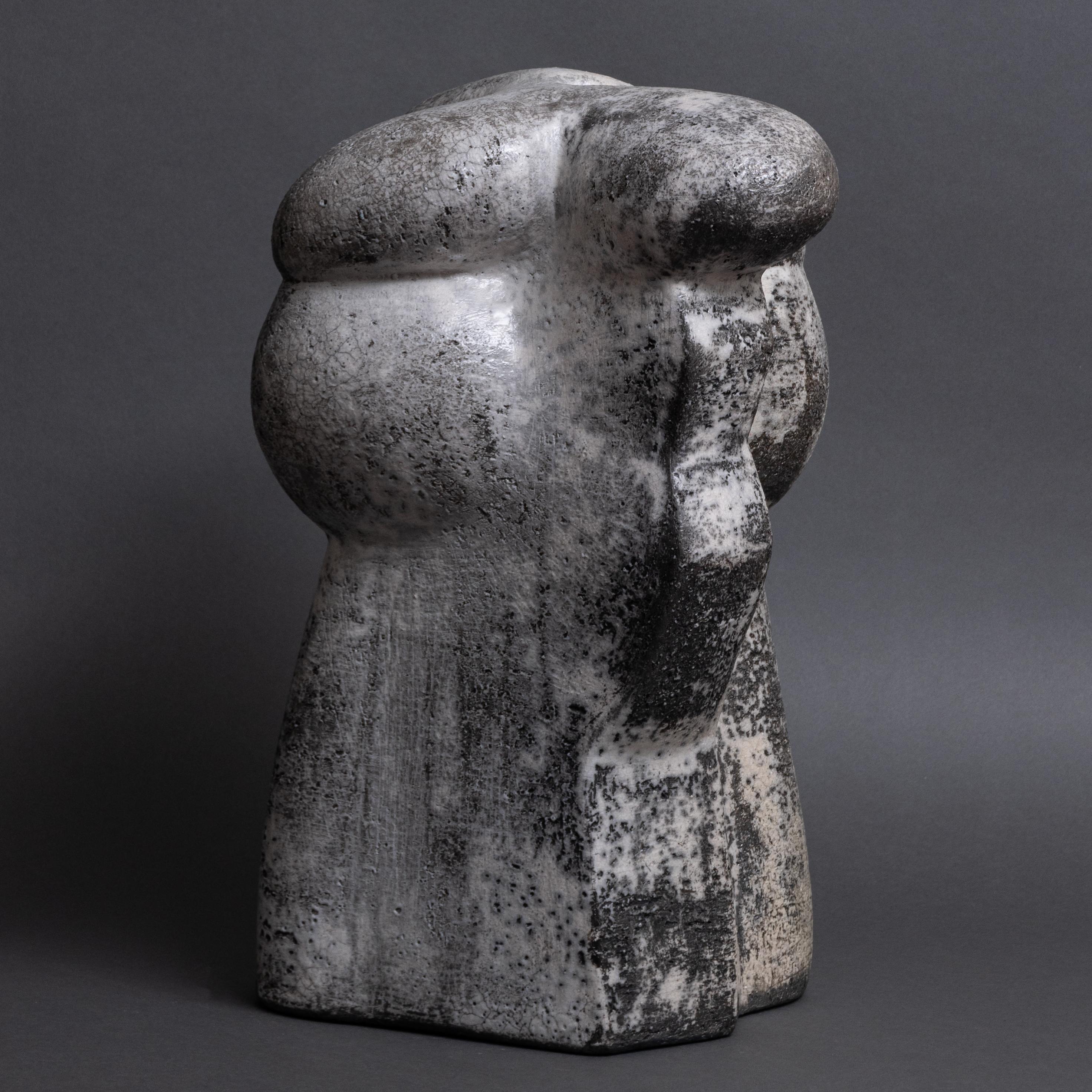 Scandinave moderne Abstract, Contemporary ceramic sculpture by Bo Arenander, Raku fired, In-stock en vente