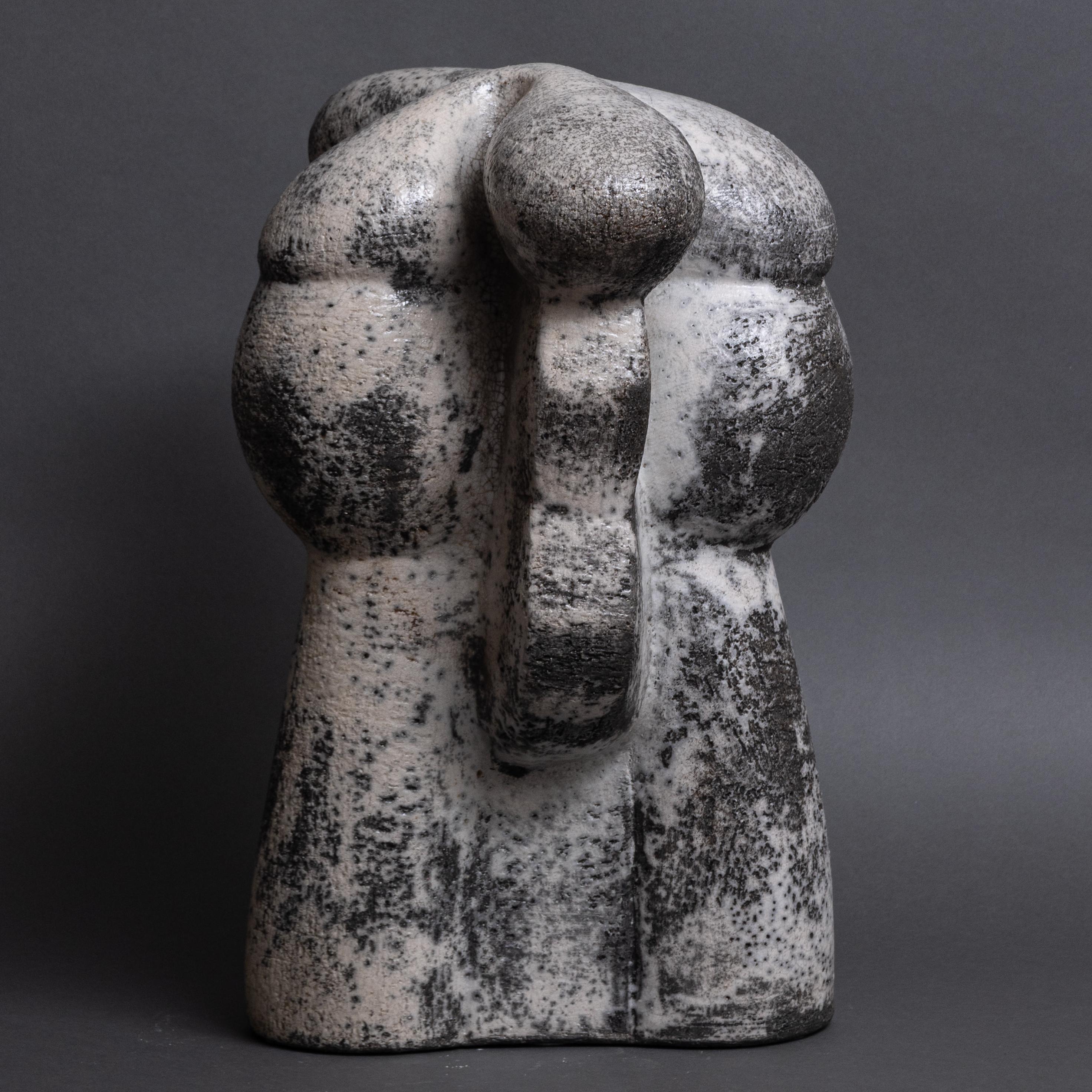 Swedish Abstract, Contemporary ceramic sculpture by Bo Arenander, Raku fired, In-stock For Sale