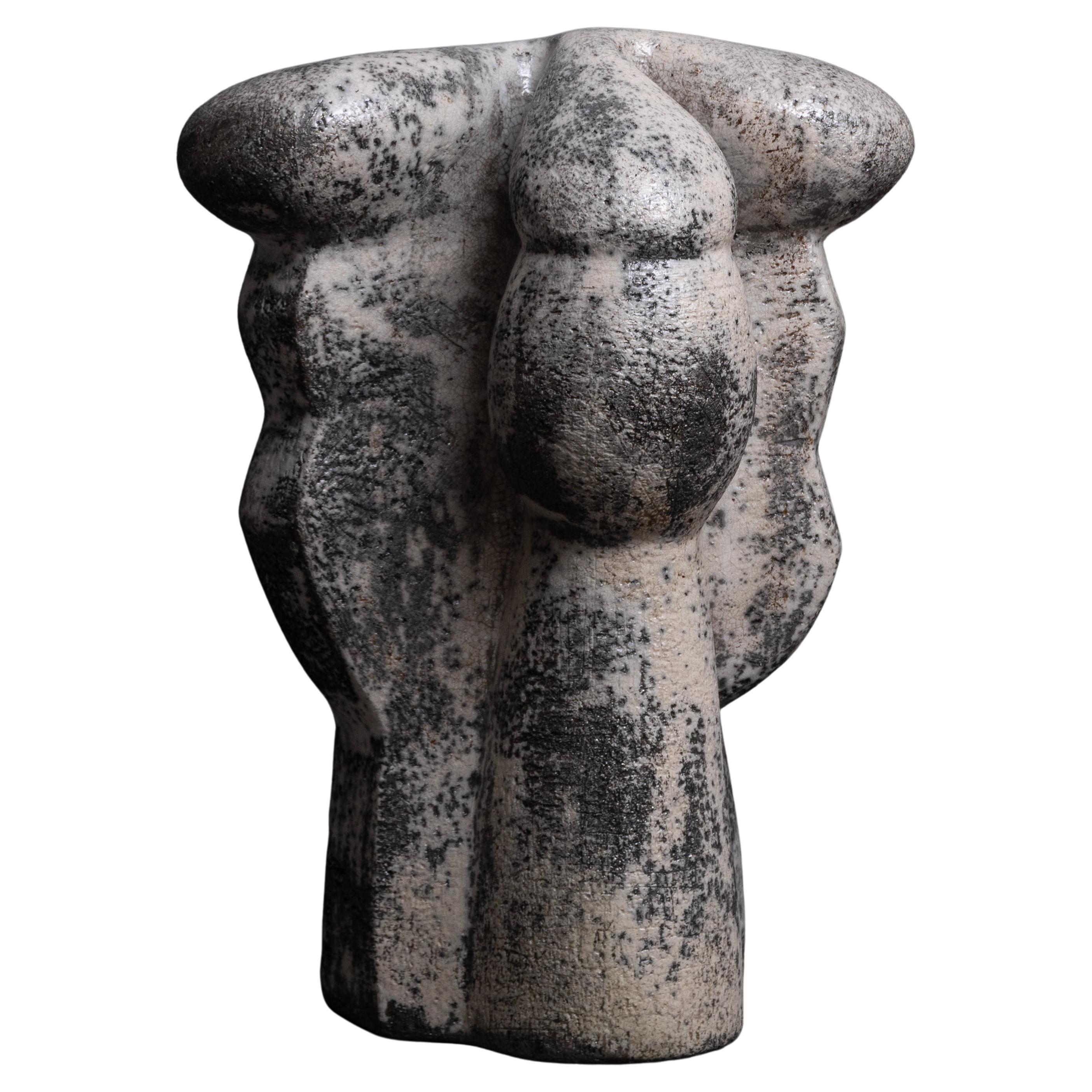 Abstract, Contemporary ceramic sculpture by Bo Arenander, Raku fired, In-stock en vente