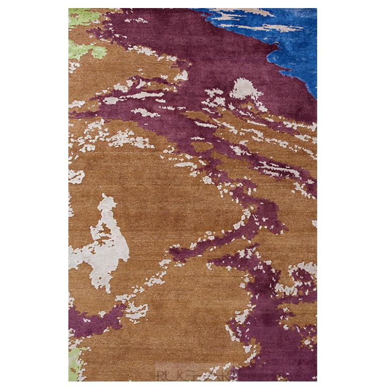 Abstract Contemporary Colorful Area Rug, Handmade of Wool Silk, "Kesaria"