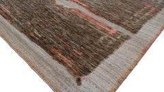 Abstract contemporary Deco Brown and Ivory Wool Rug 9'4''x12'7''