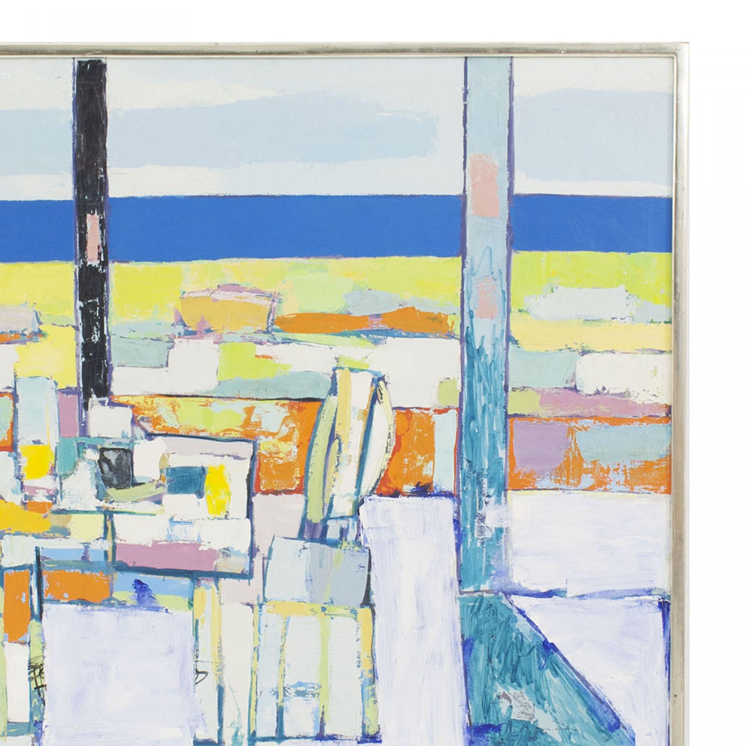 Hand-Painted Abstract Contemporary Geometric Painting For Sale